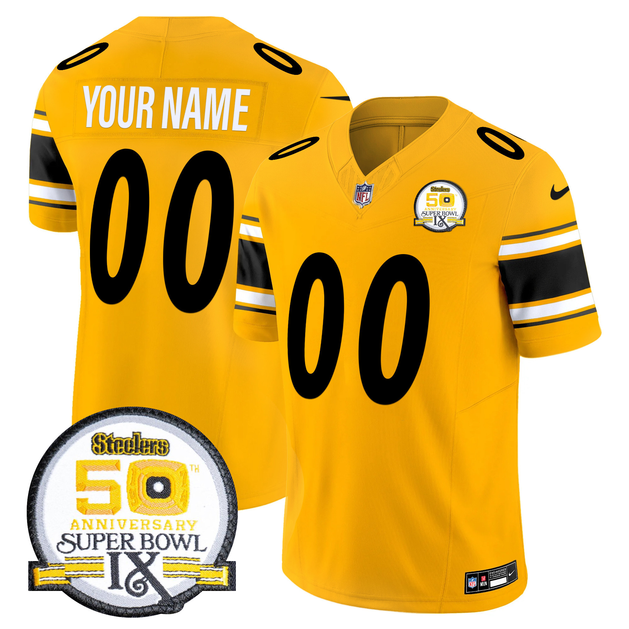 Steelers 50th Anniversary Of Super Bowl IX Patch Vapor Limited Custom Jersey - All Stitched - Image 5