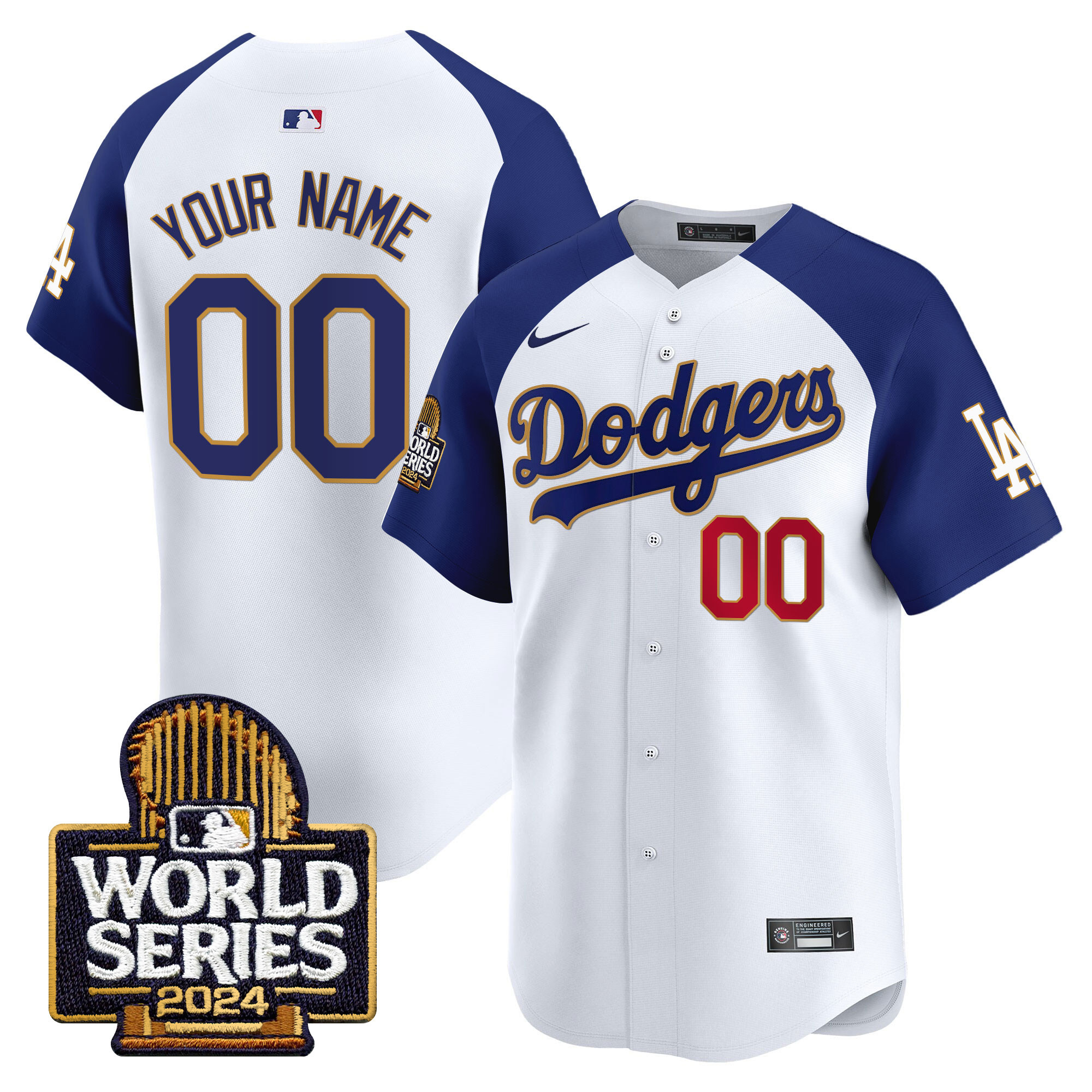 Dodgers 2024 World Series Gold Trim Vapor Premier Limited Custom Jersey - All Stitched - Image 5