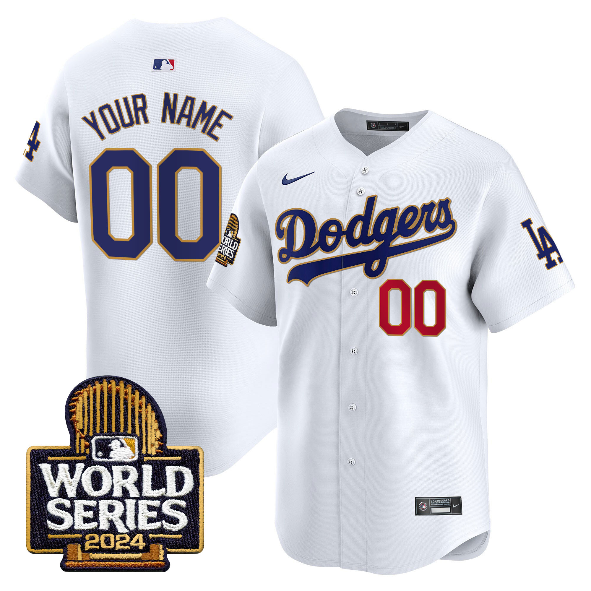 Dodgers 2024 World Series Gold Trim Vapor Premier Limited Custom Jersey - All Stitched - Image 3