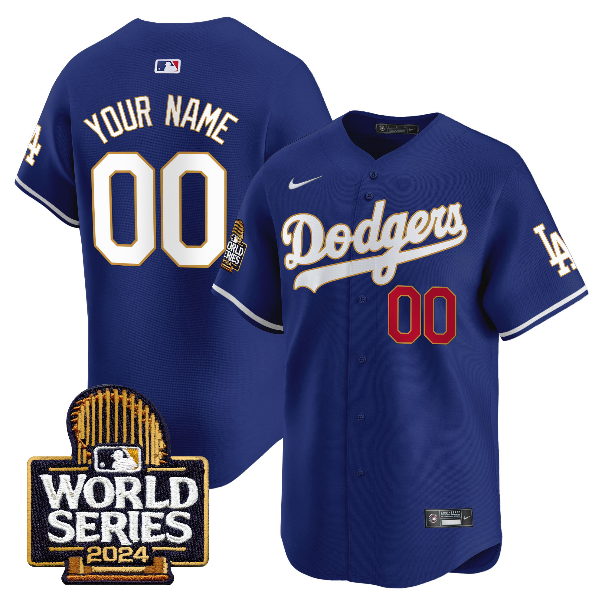 Dodgers 2024 World Series Gold Trim Vapor Premier Limited Custom Jersey - All Stitched - Image 4