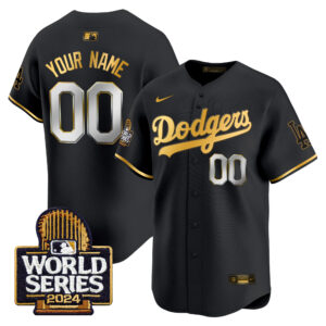 Dodgers 2024 World Series Gold Trim Vapor Premier Limited Custom Jersey - All Stitched