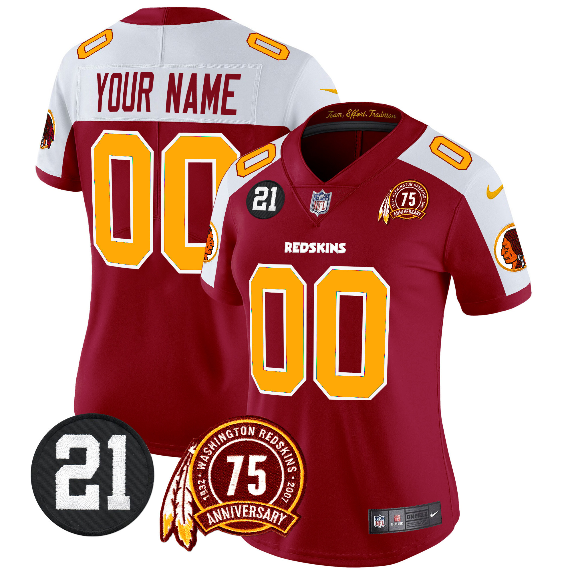 Washington Redskins 75th & Sean Taylor Patch Vapor Limited Custom Jersey - All Stitched - Image 11