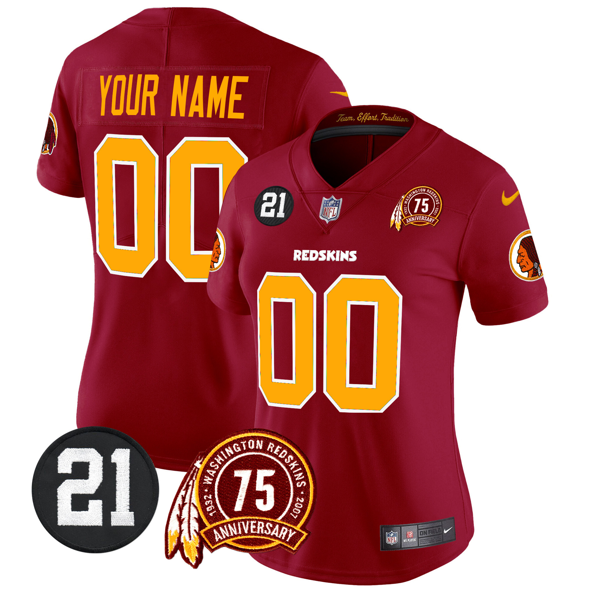 Washington Redskins 75th & Sean Taylor Patch Vapor Limited Custom Jersey - All Stitched - Image 7