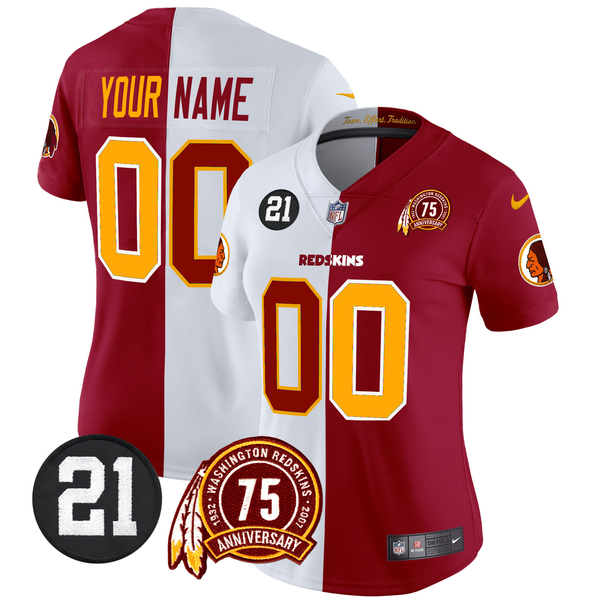 Washington Redskins 75th & Sean Taylor Patch Vapor Limited Custom Jersey - All Stitched - Image 10