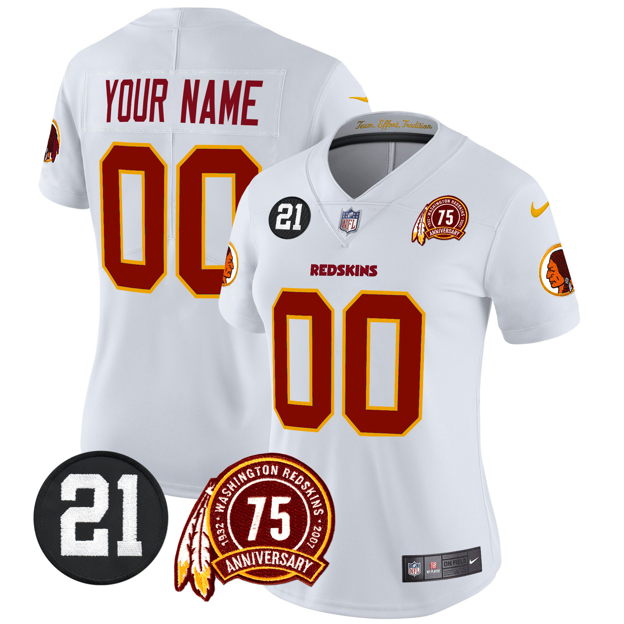 Washington Redskins 75th & Sean Taylor Patch Vapor Limited Custom Jersey - All Stitched - Image 9
