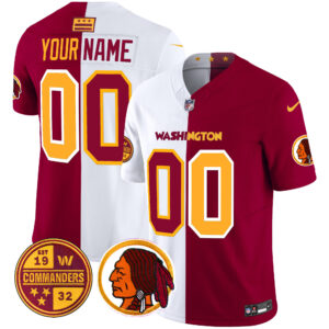 Washington Half Redskins & Commanders Vapor Limited Custom Jersey - All Stitched