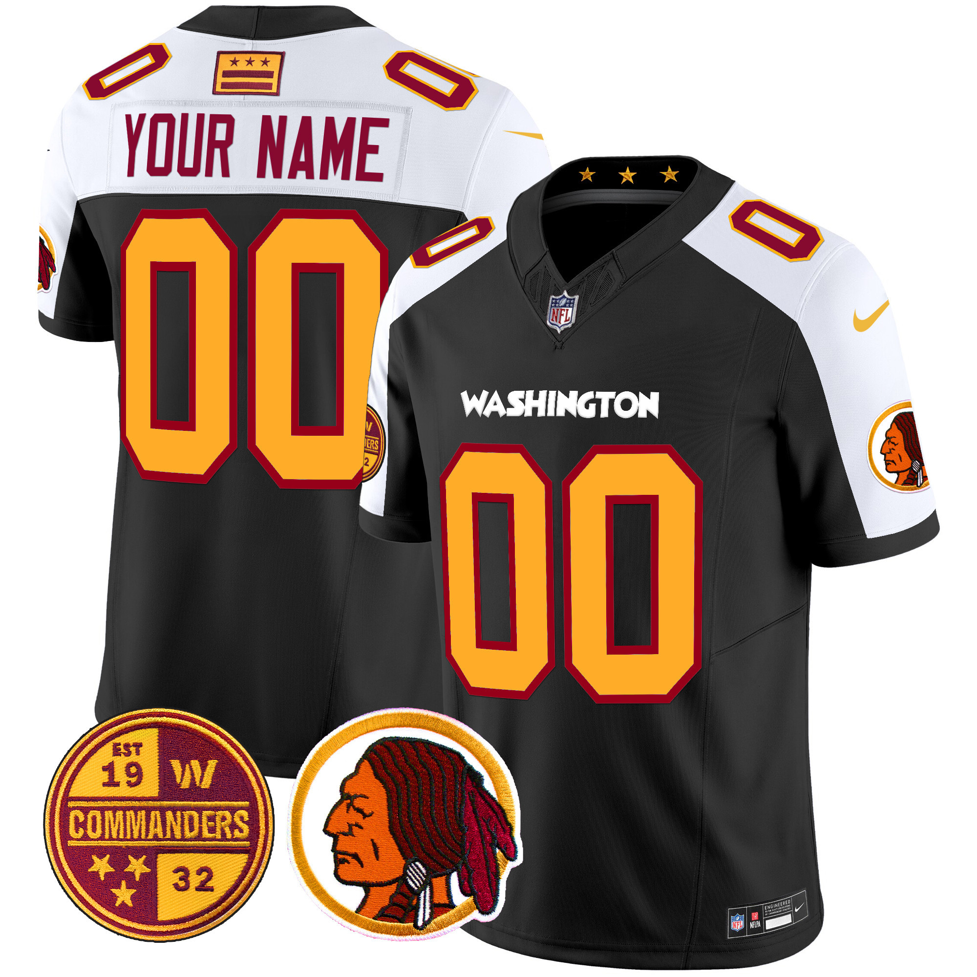 Washington Half Redskins & Commanders Vapor Limited Custom Jersey - All Stitched - Image 3