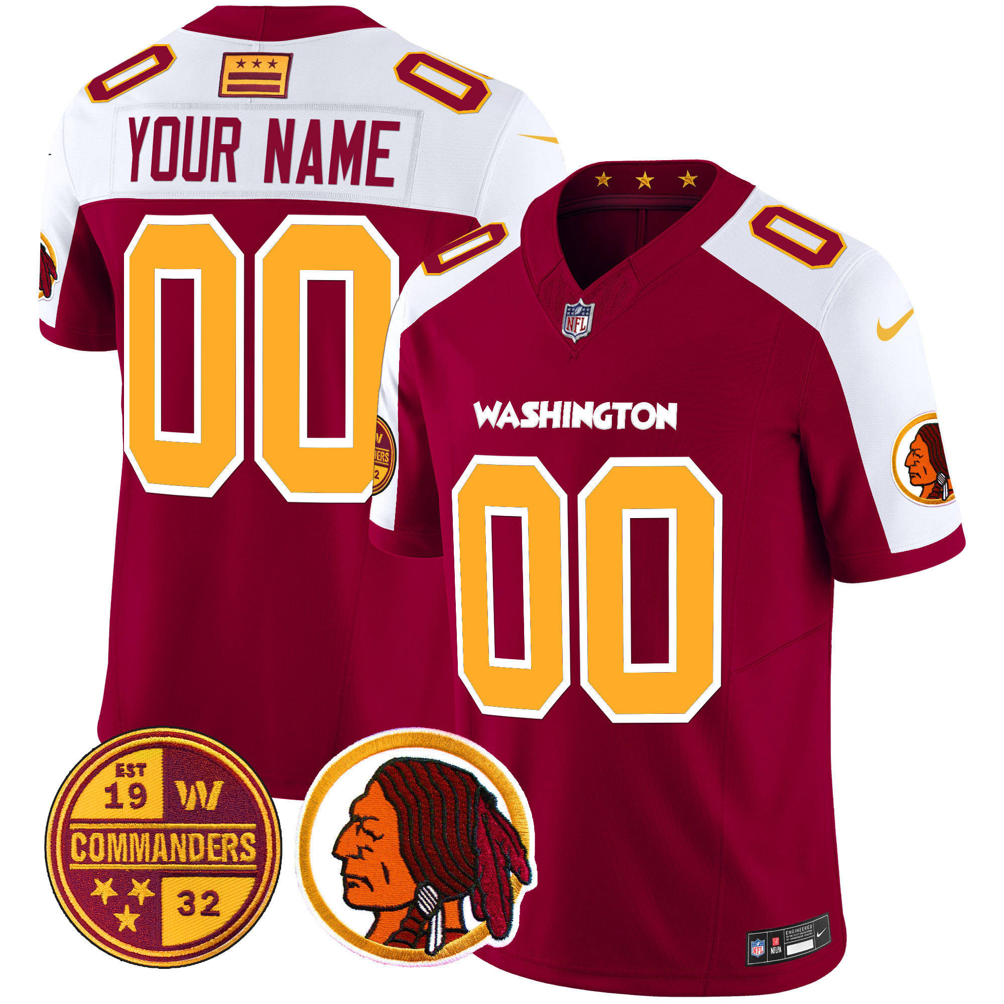 Washington Half Redskins & Commanders Vapor Limited Custom Jersey - All Stitched - Image 2