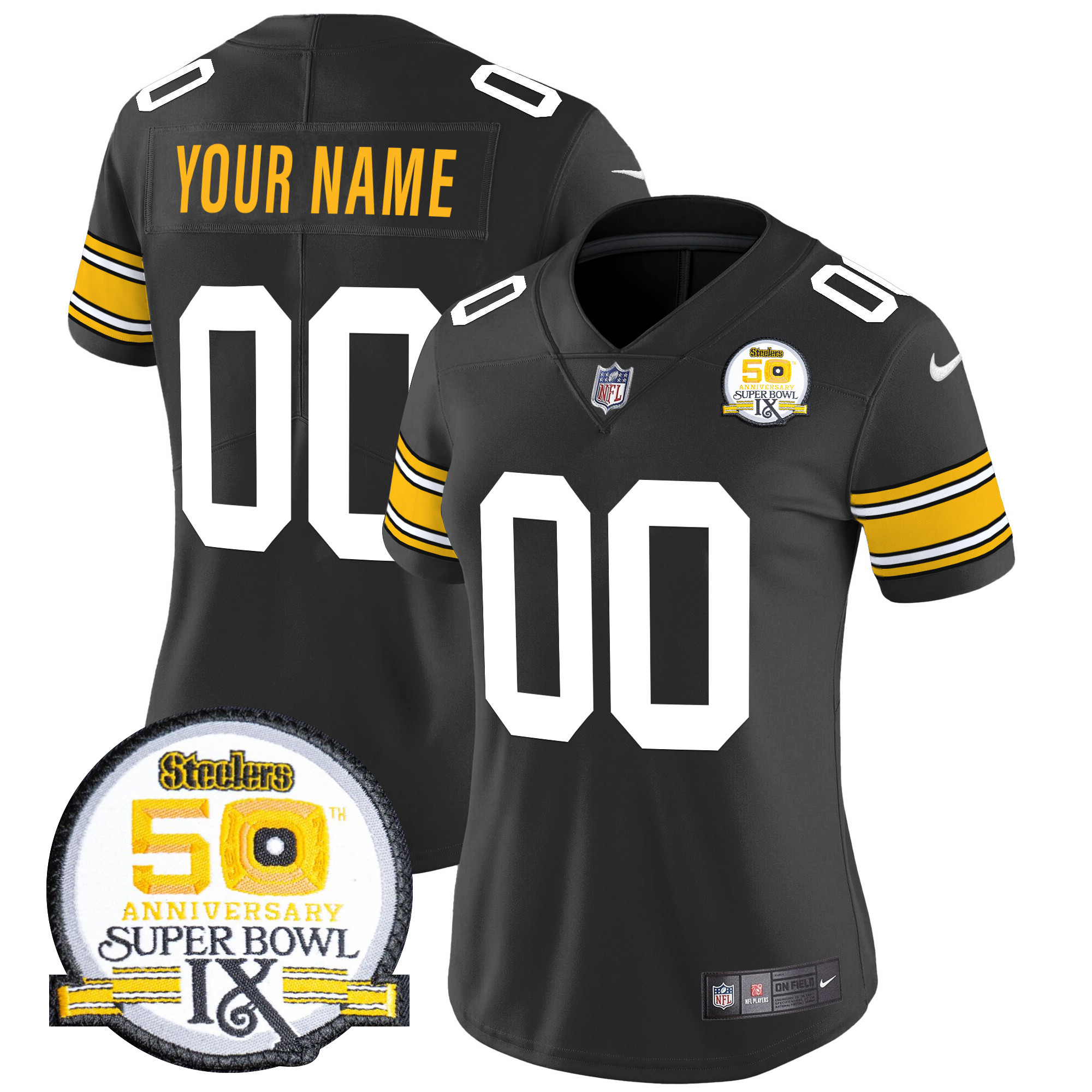 Steelers 50th Anniversary Of Super Bowl IX Patch Vapor Limited Custom Jersey - All Stitched - Image 7