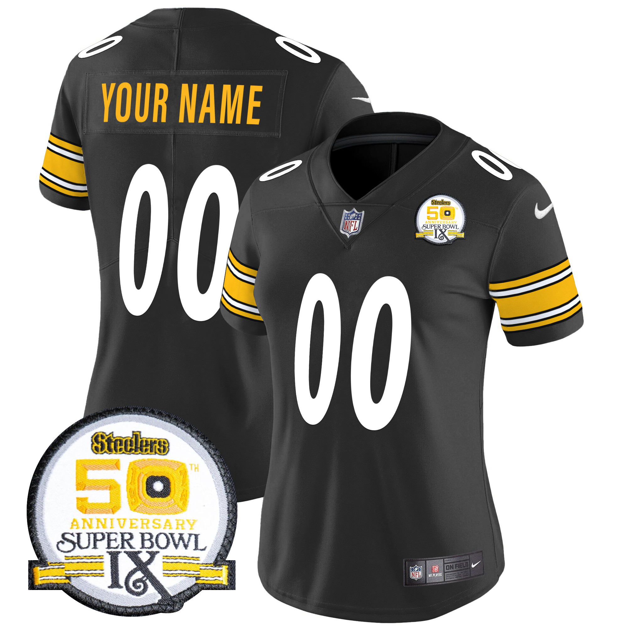 Steelers 50th Anniversary Of Super Bowl IX Patch Vapor Limited Custom Jersey - All Stitched - Image 9