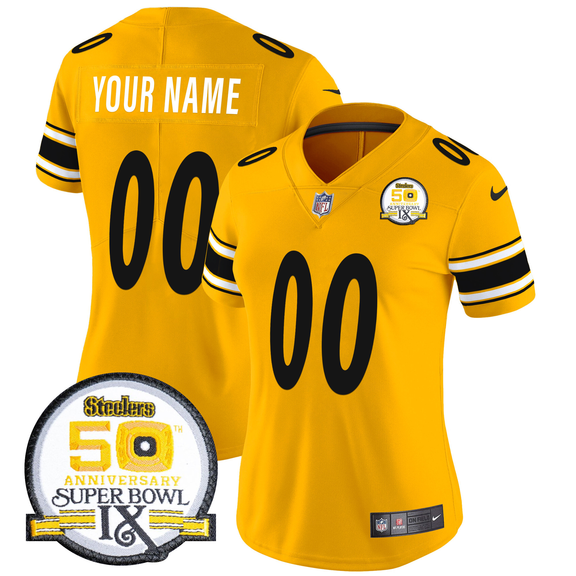 Steelers 50th Anniversary Of Super Bowl IX Patch Vapor Limited Custom Jersey - All Stitched - Image 11