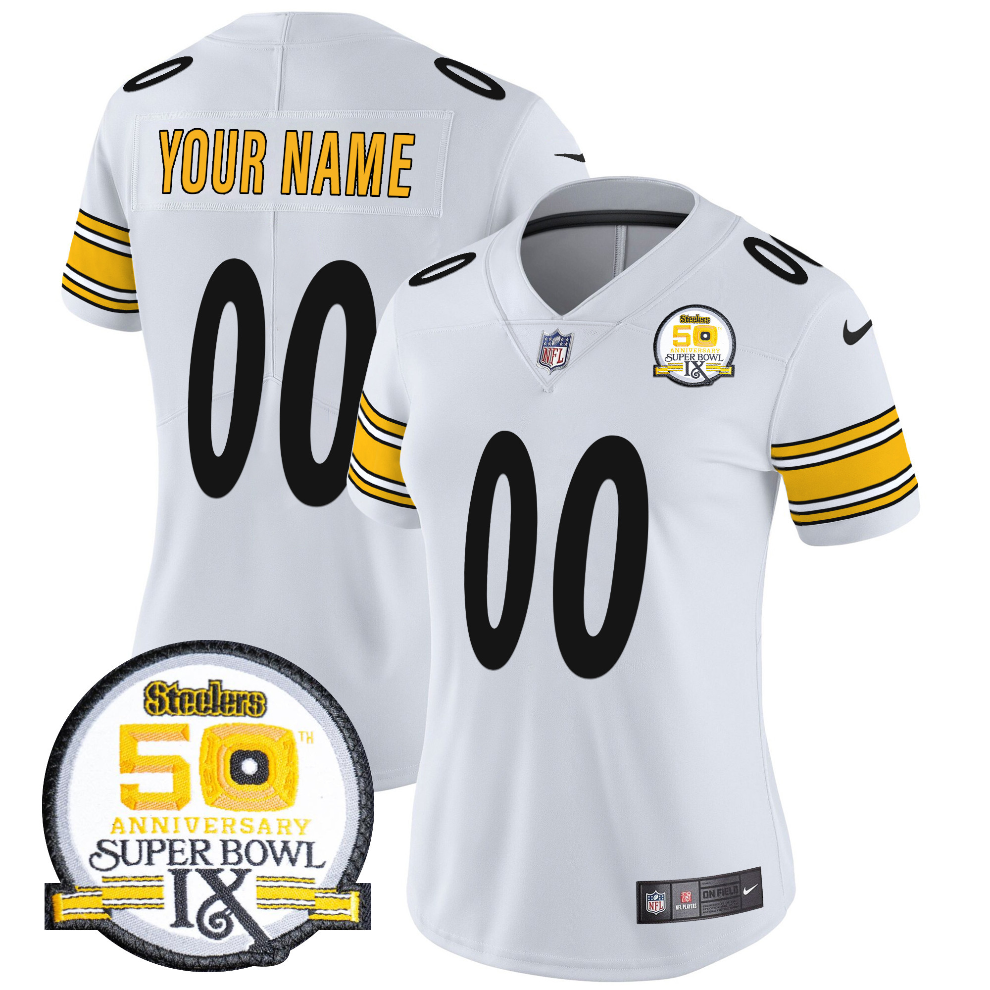 Steelers 50th Anniversary Of Super Bowl IX Patch Vapor Limited Custom Jersey - All Stitched - Image 10