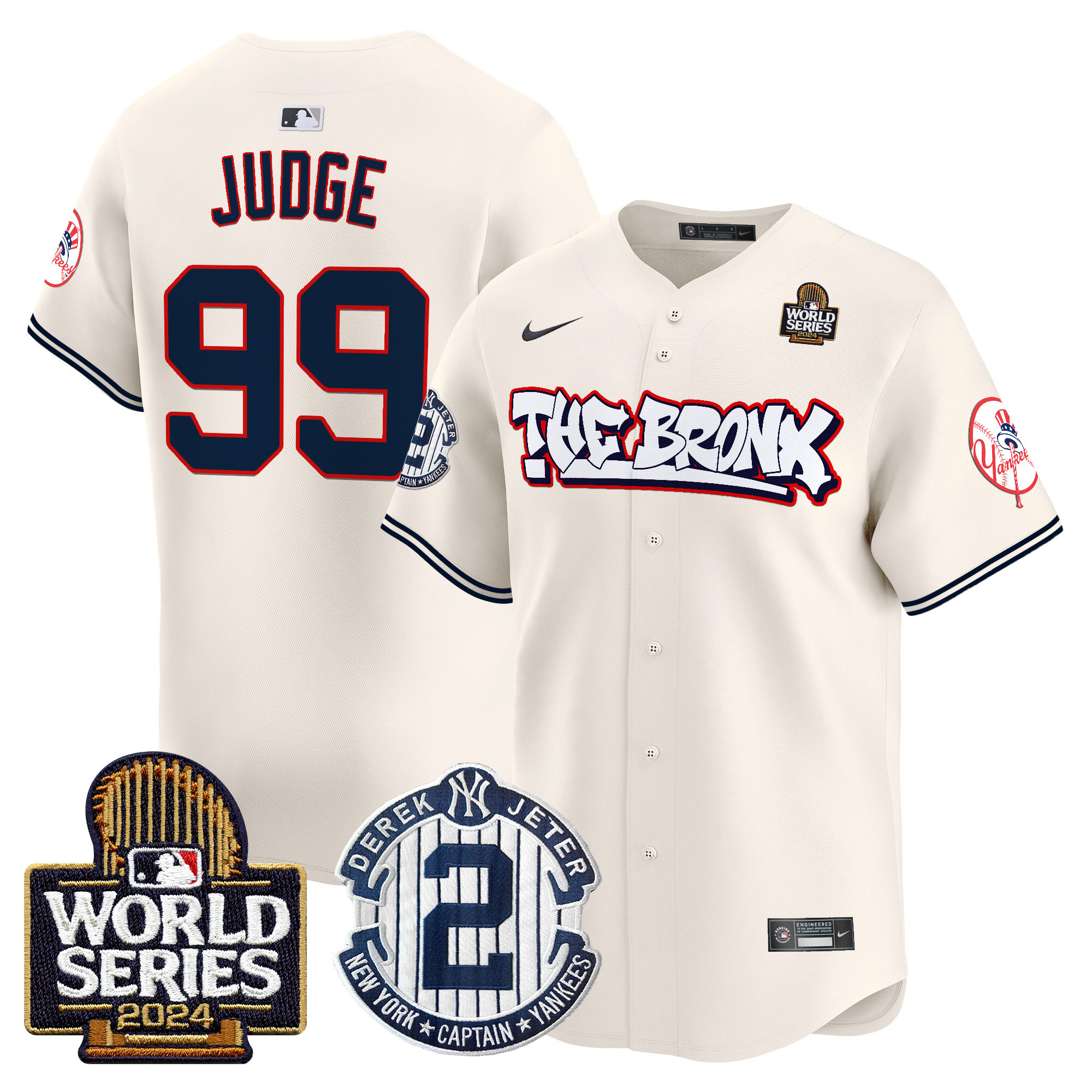 Men's Yankees The Bronx 2024 World Series Vapor Premier Limited Jersey V2 - All Stitched