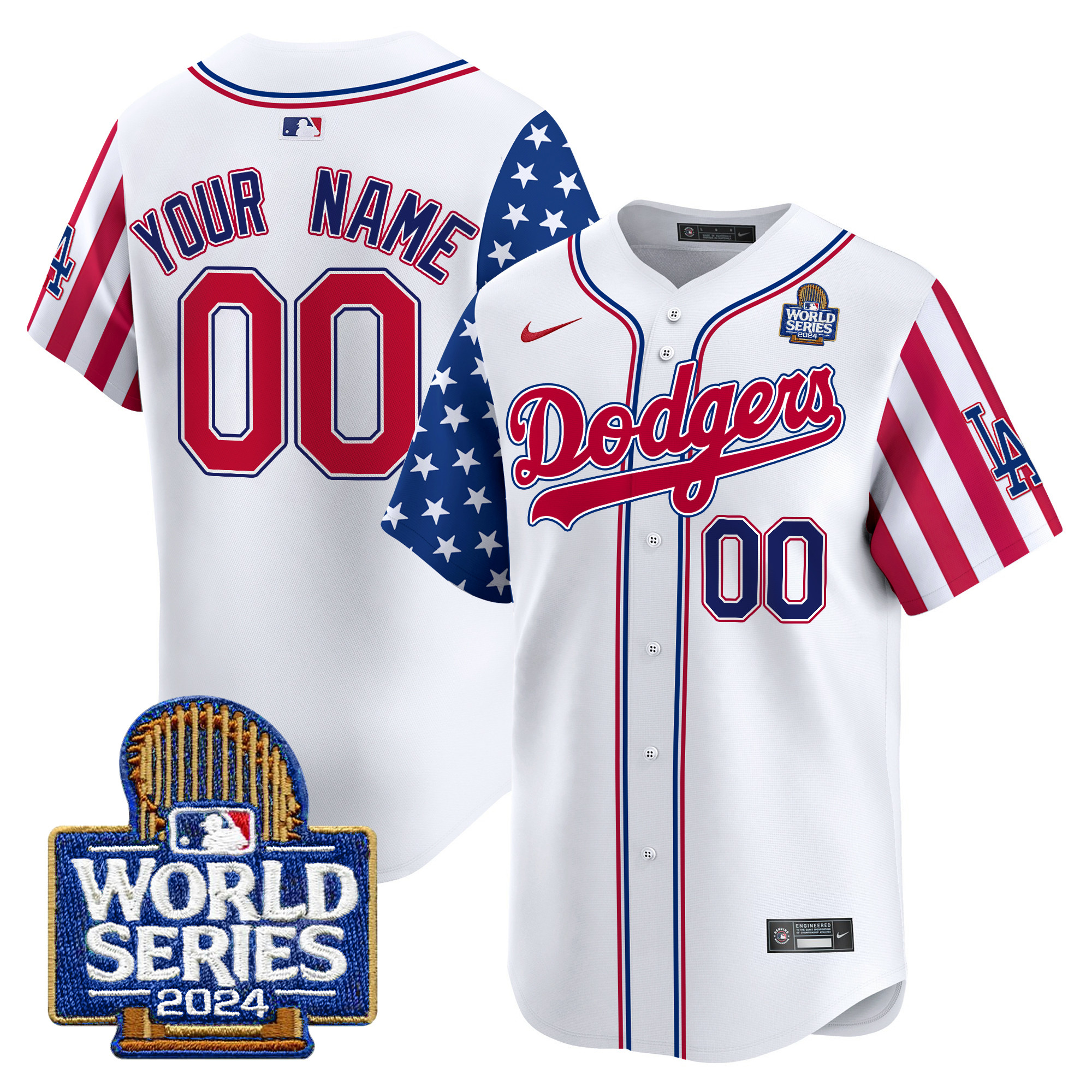 Dodgers American Style 2024 World Series Vapor Premier Limited Custom Jersey V2 - All Stitched