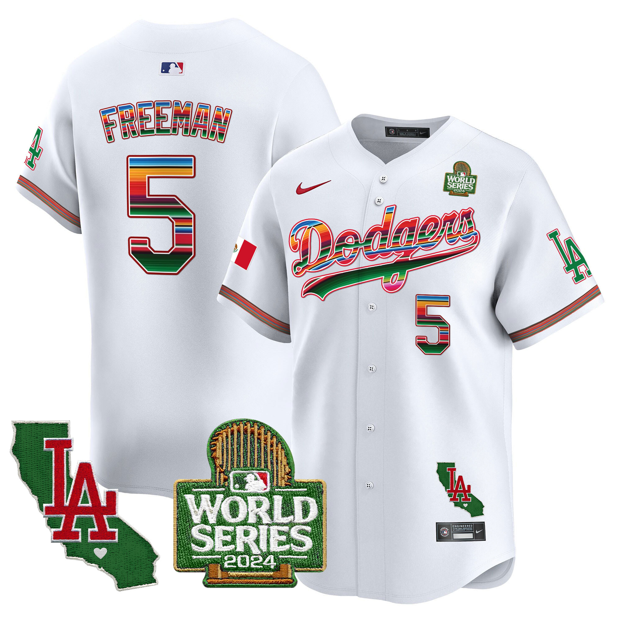 Men's Dodgers Mexico 2024 World Series Vapor Premier Limited Jersey V2 - All Stitched - Image 5