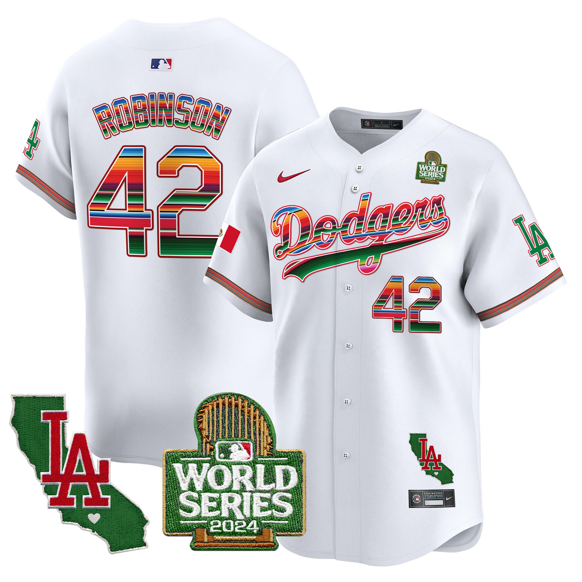 Men's Dodgers Mexico 2024 World Series Vapor Premier Limited Jersey V2 - All Stitched - Image 3