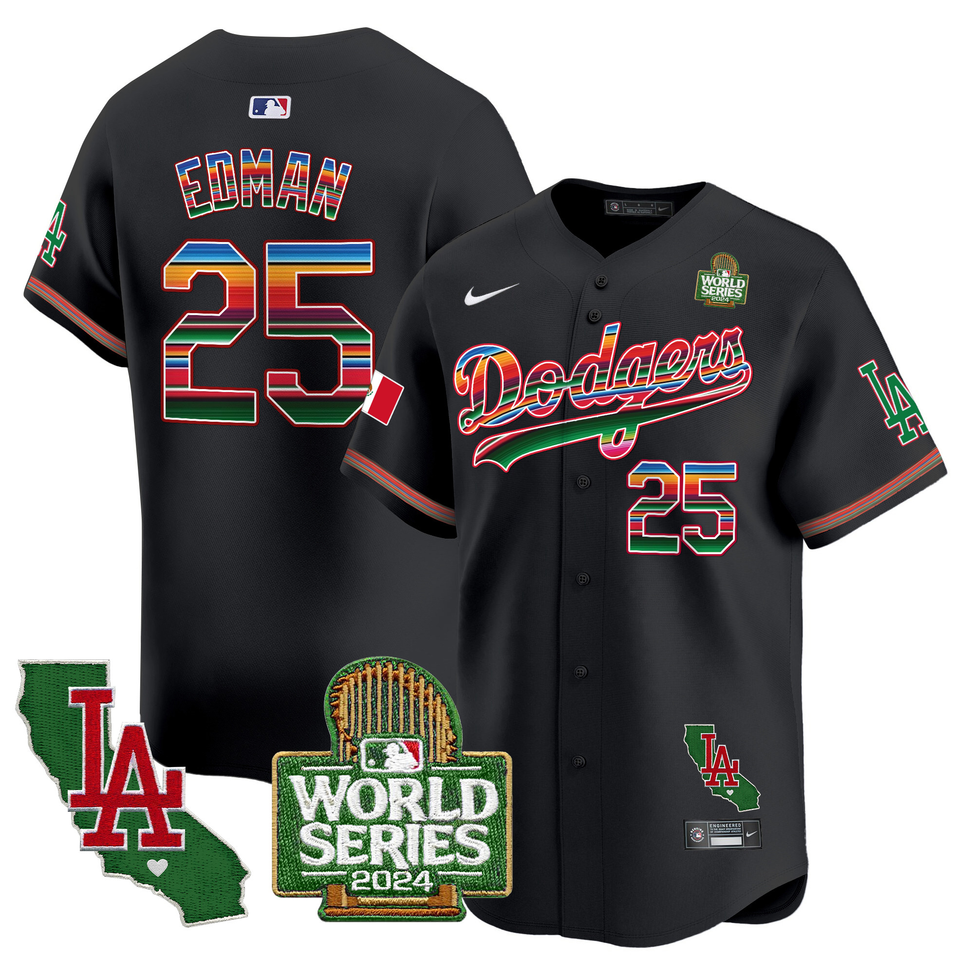Men's Dodgers Mexico 2024 World Series Vapor Premier Limited Jersey V2 - All Stitched - Image 26