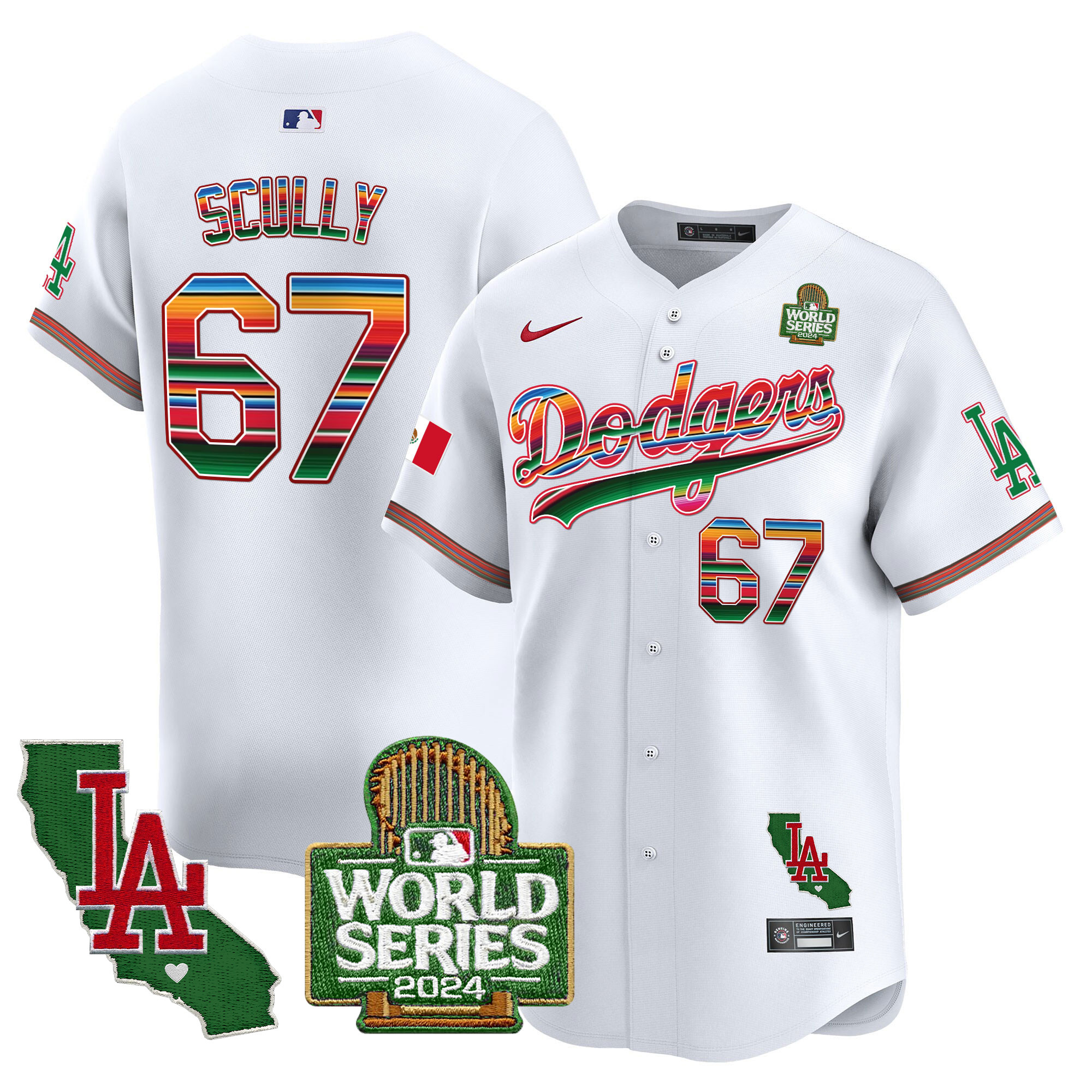 Men's Dodgers Mexico 2024 World Series Vapor Premier Limited Jersey V2 - All Stitched - Image 6
