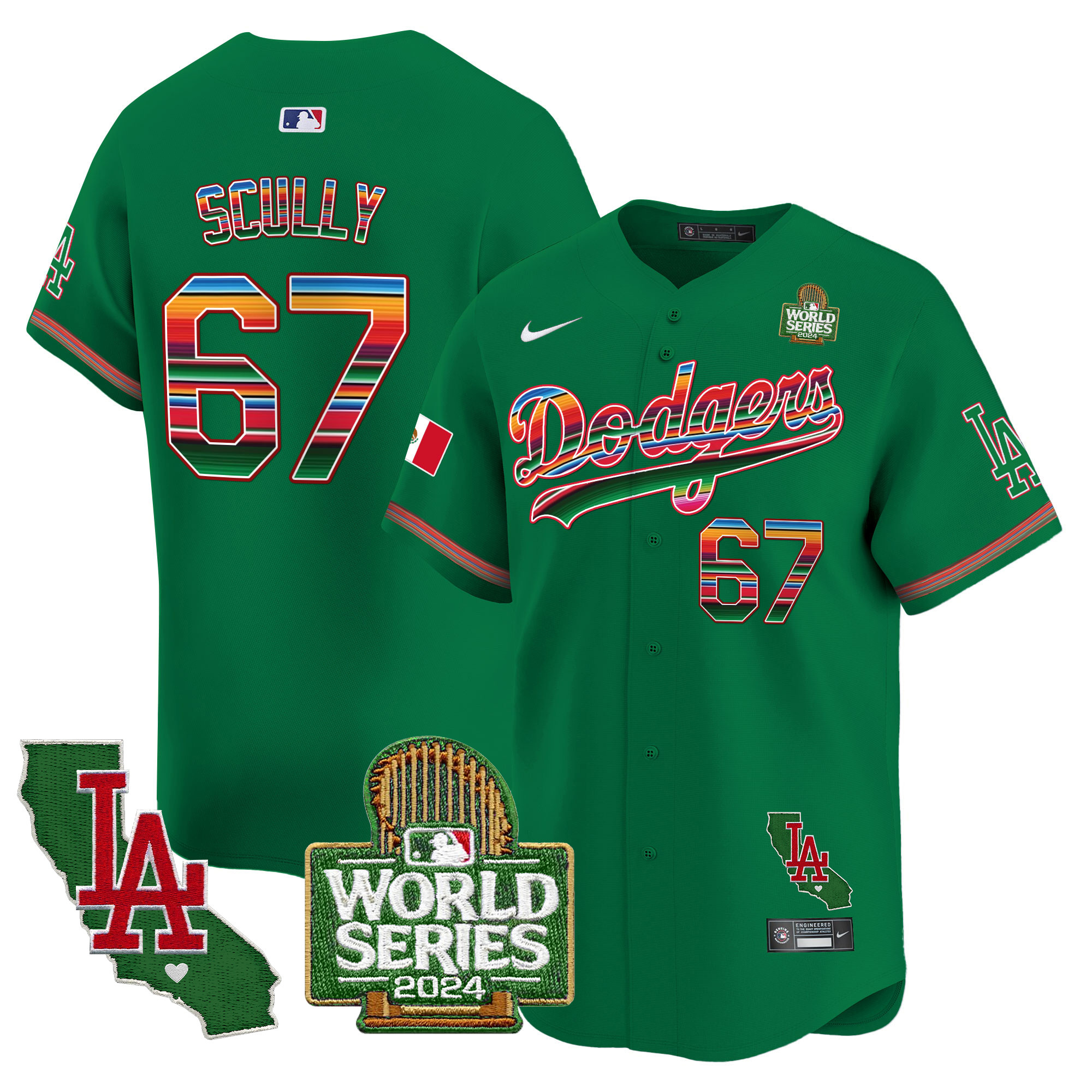 Men's Dodgers Mexico 2024 World Series Vapor Premier Limited Jersey V2 - All Stitched - Image 42