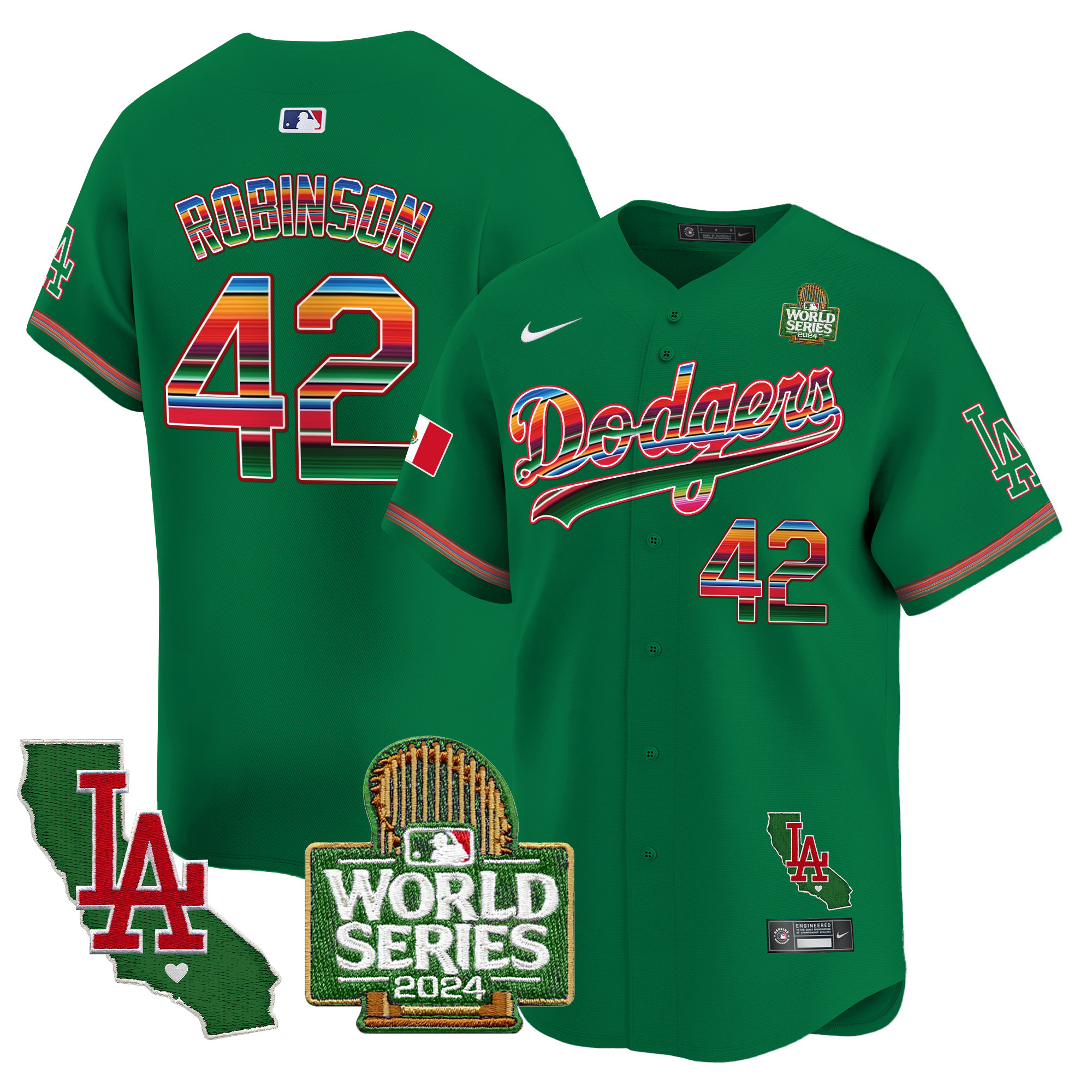 Men's Dodgers Mexico 2024 World Series Vapor Premier Limited Jersey V2 - All Stitched - Image 39