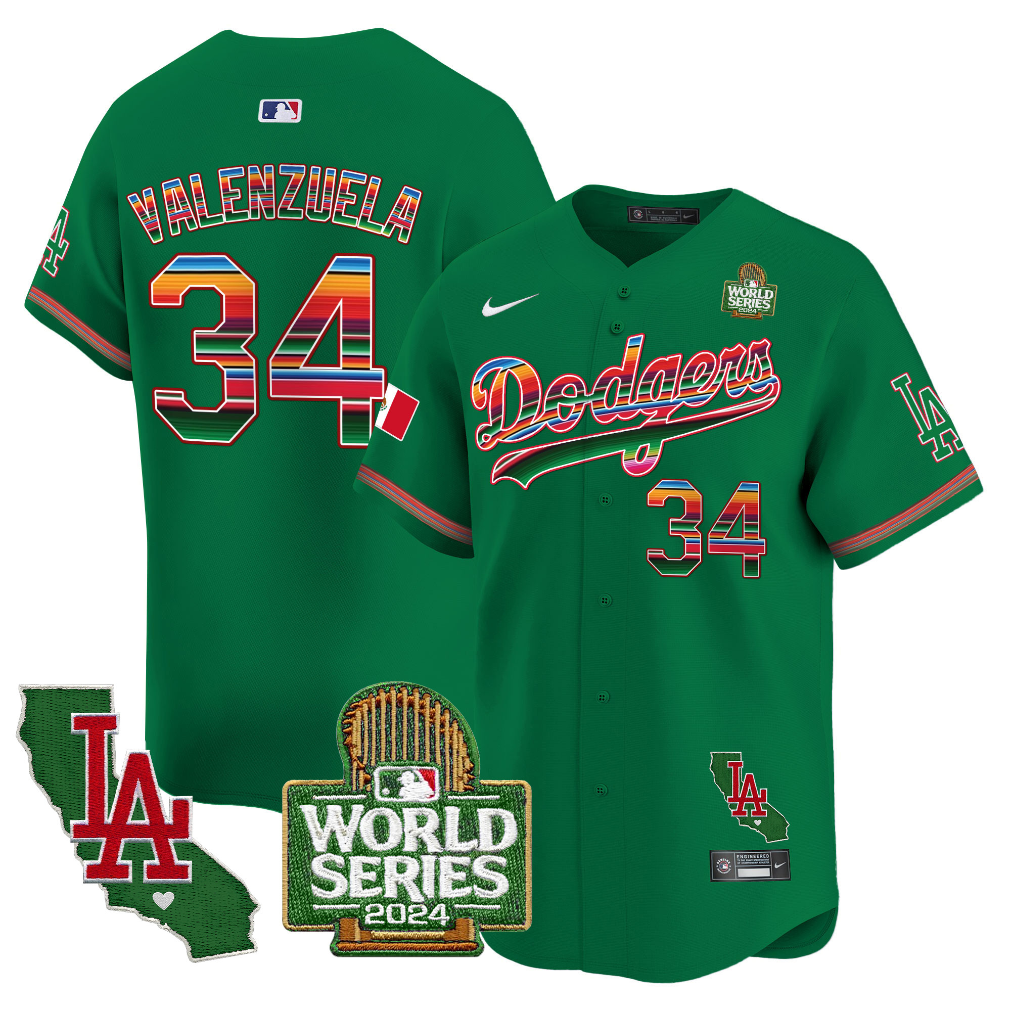 Men's Dodgers Mexico 2024 World Series Vapor Premier Limited Jersey V2 - All Stitched - Image 37