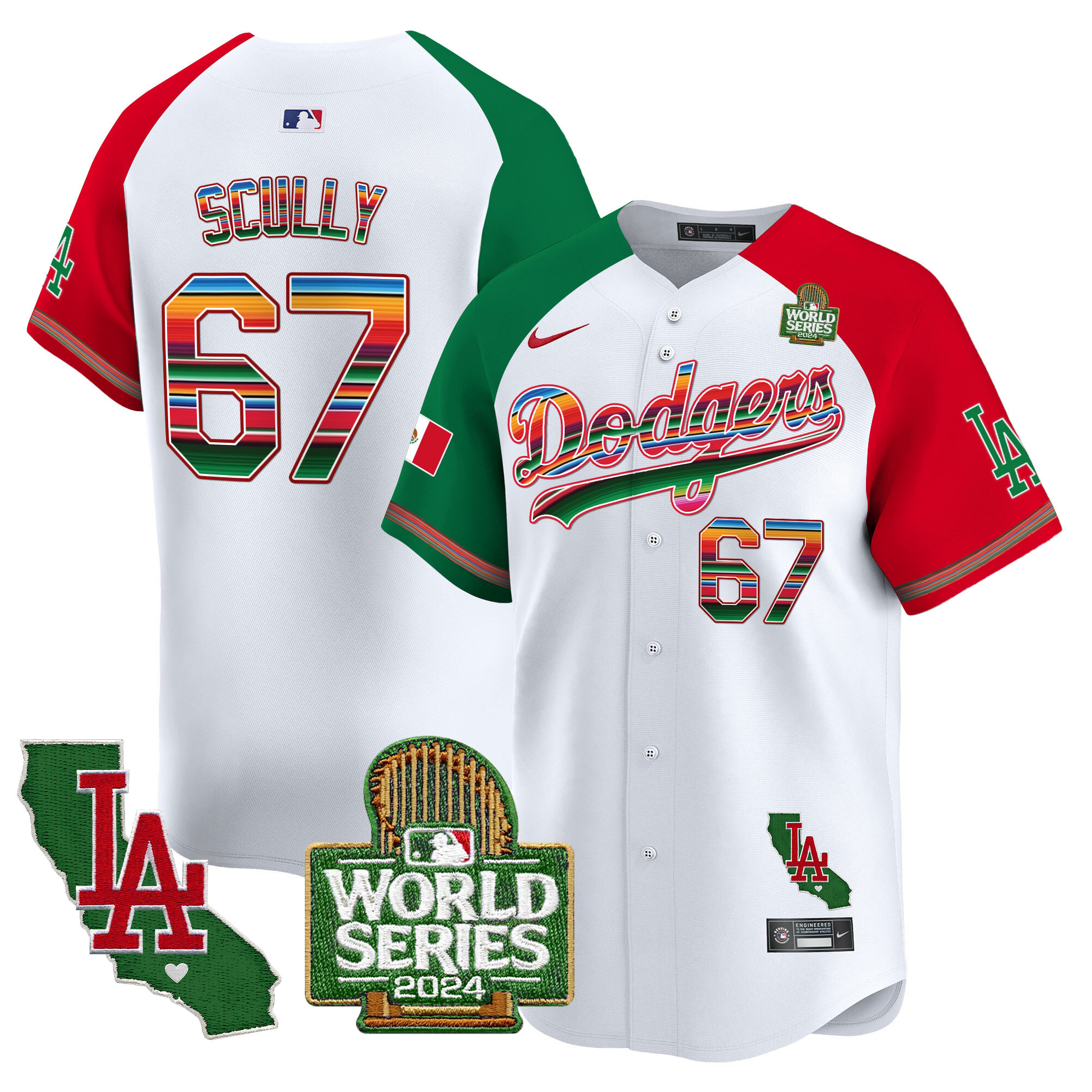 Men's Dodgers Mexico 2024 World Series Vapor Premier Limited Jersey V2 - All Stitched - Image 33