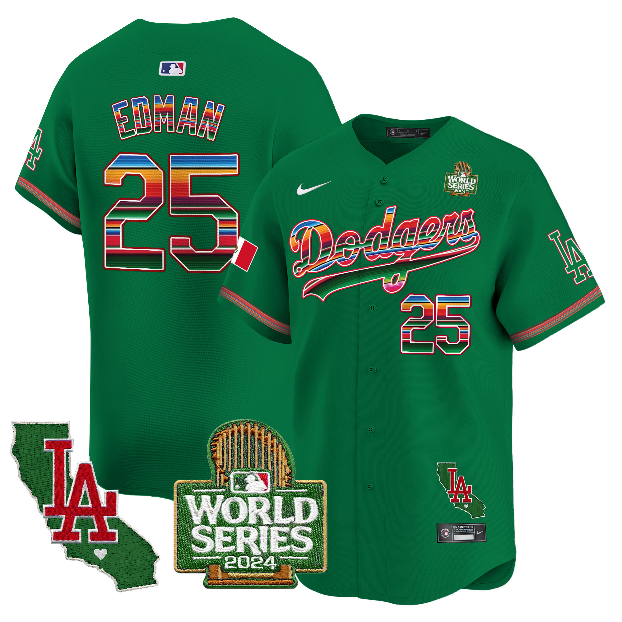 Men's Dodgers Mexico 2024 World Series Vapor Premier Limited Jersey V2 - All Stitched - Image 44