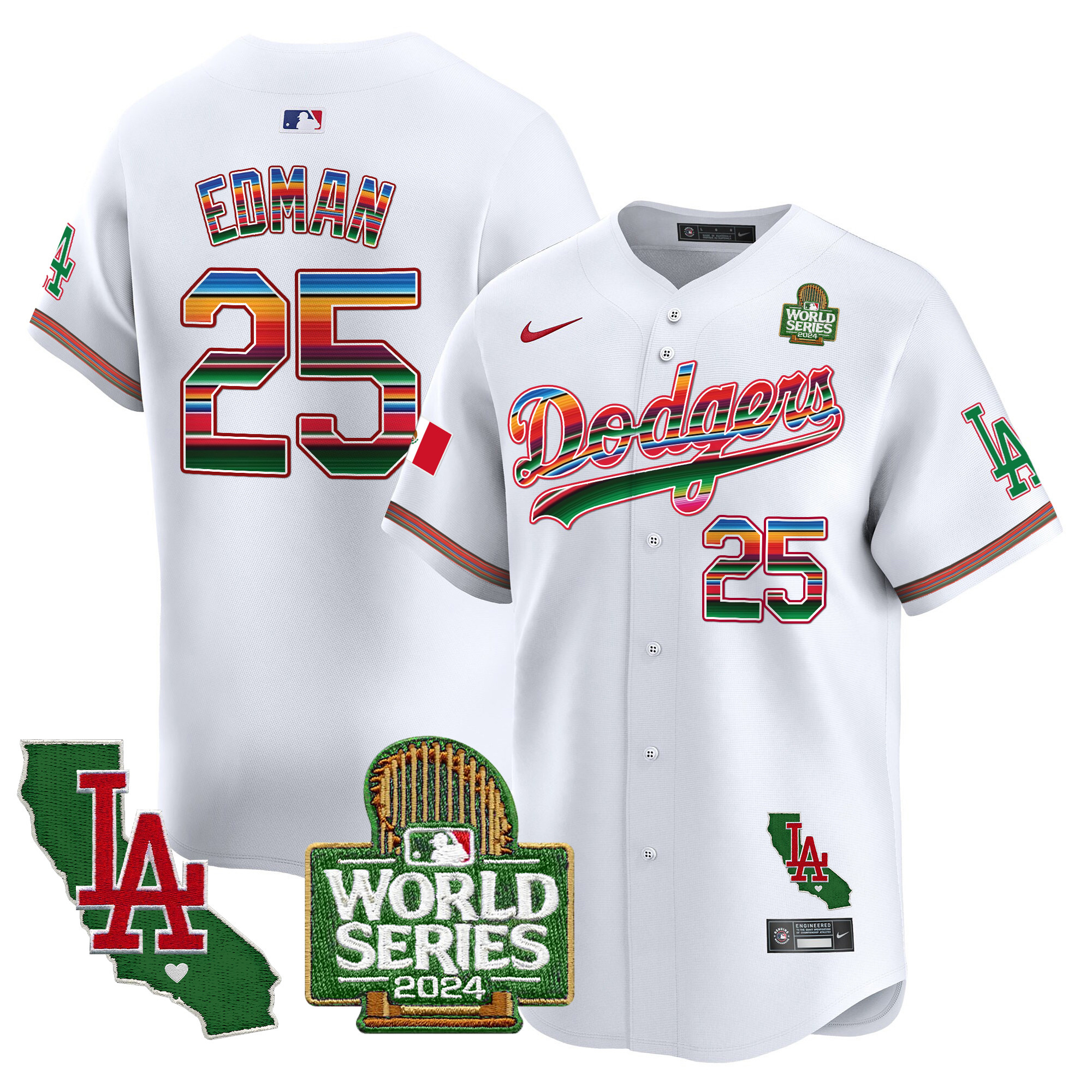 Men's Dodgers Mexico 2024 World Series Vapor Premier Limited Jersey V2 - All Stitched - Image 8