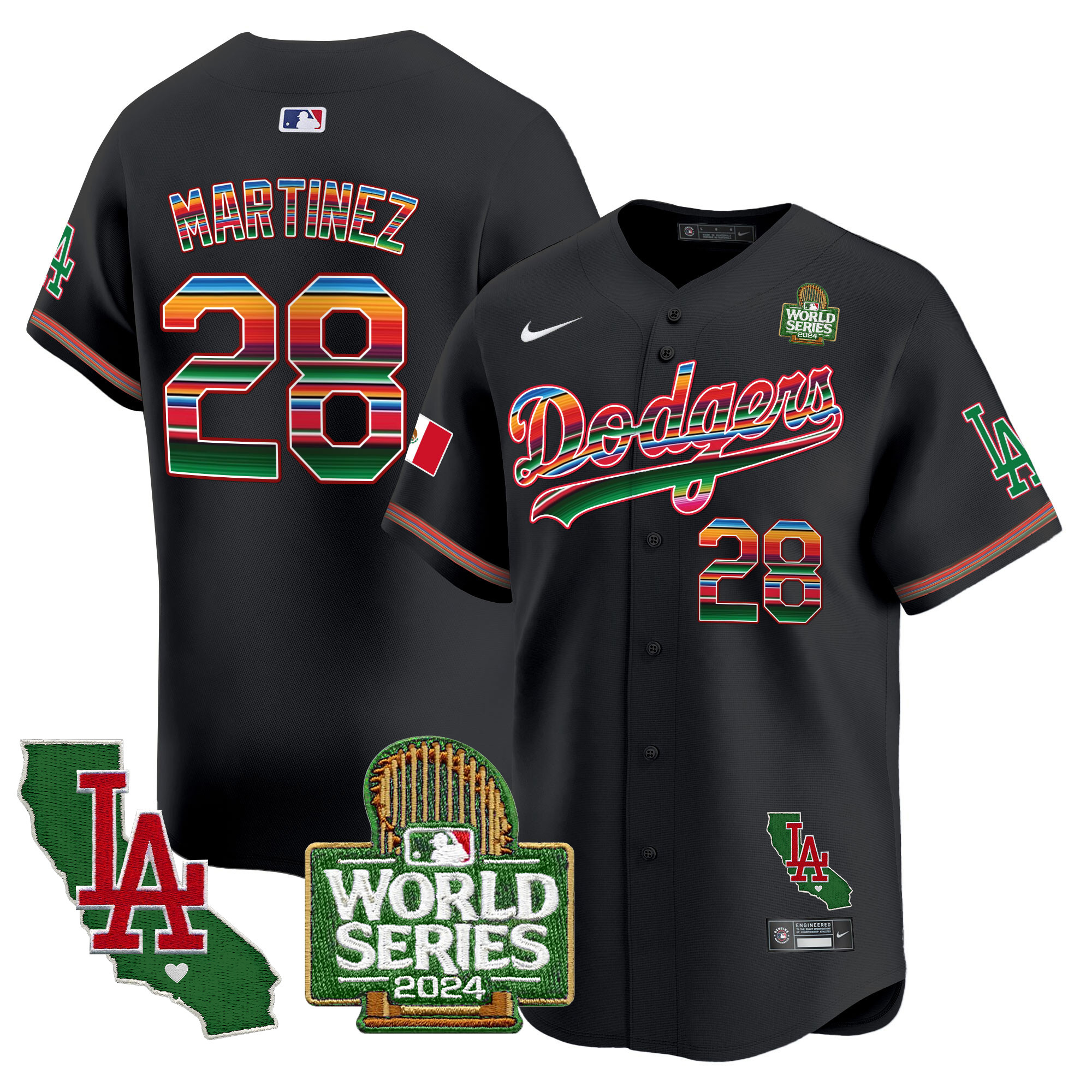 Men's Dodgers Mexico 2024 World Series Vapor Premier Limited Jersey V2 - All Stitched - Image 25