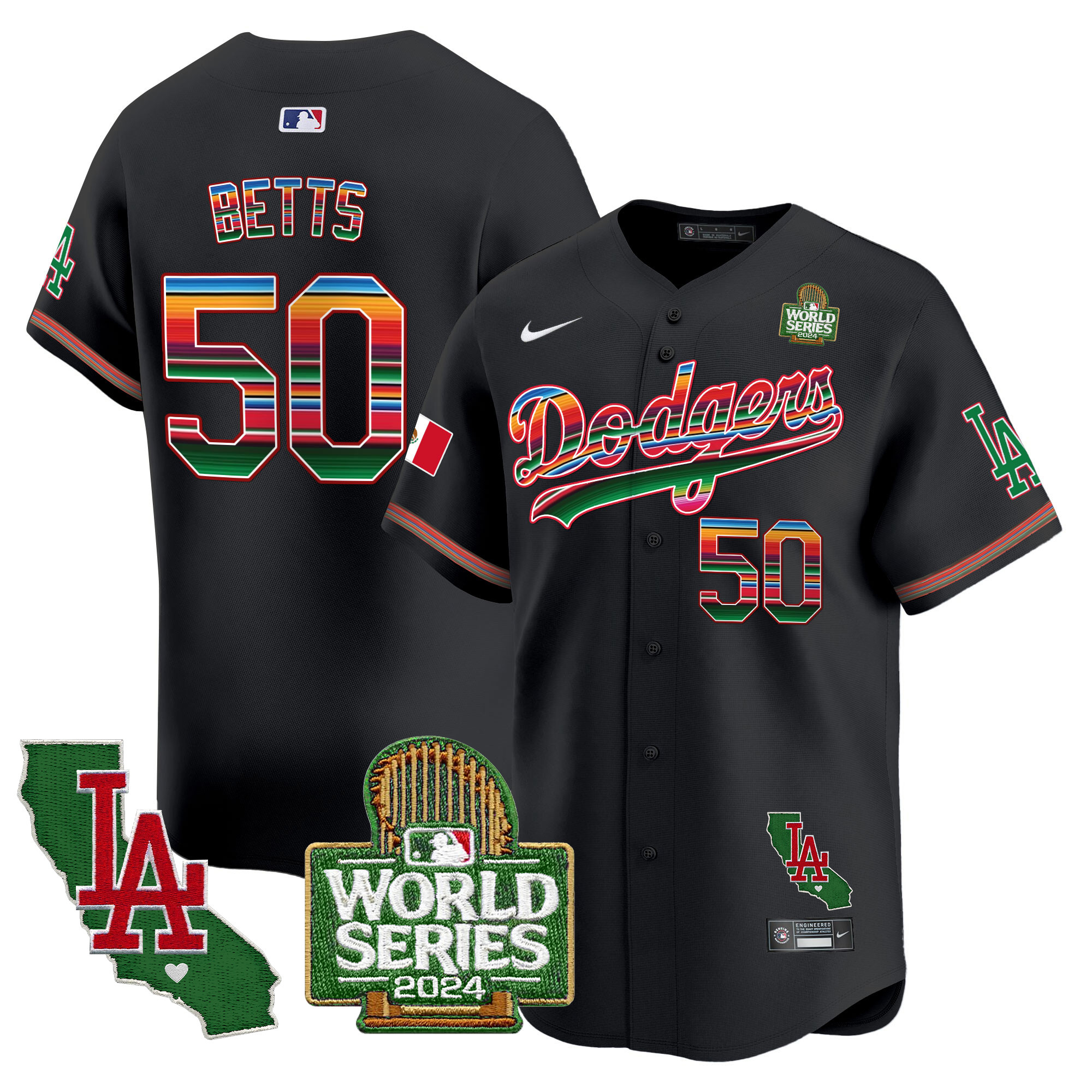Men's Dodgers Mexico 2024 World Series Vapor Premier Limited Jersey V2 - All Stitched - Image 22