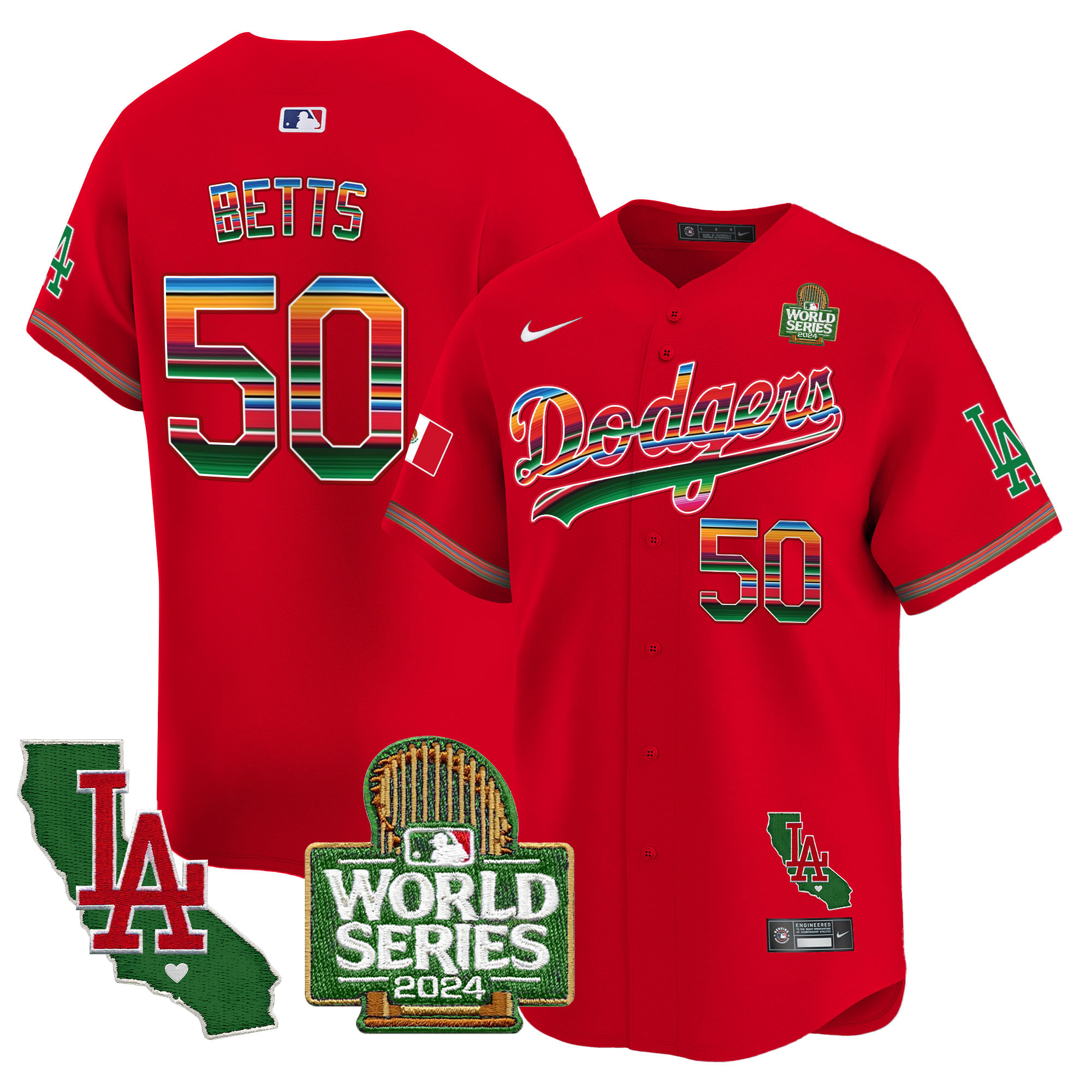 Men's Dodgers Mexico 2024 World Series Vapor Premier Limited Jersey V2 - All Stitched - Image 49