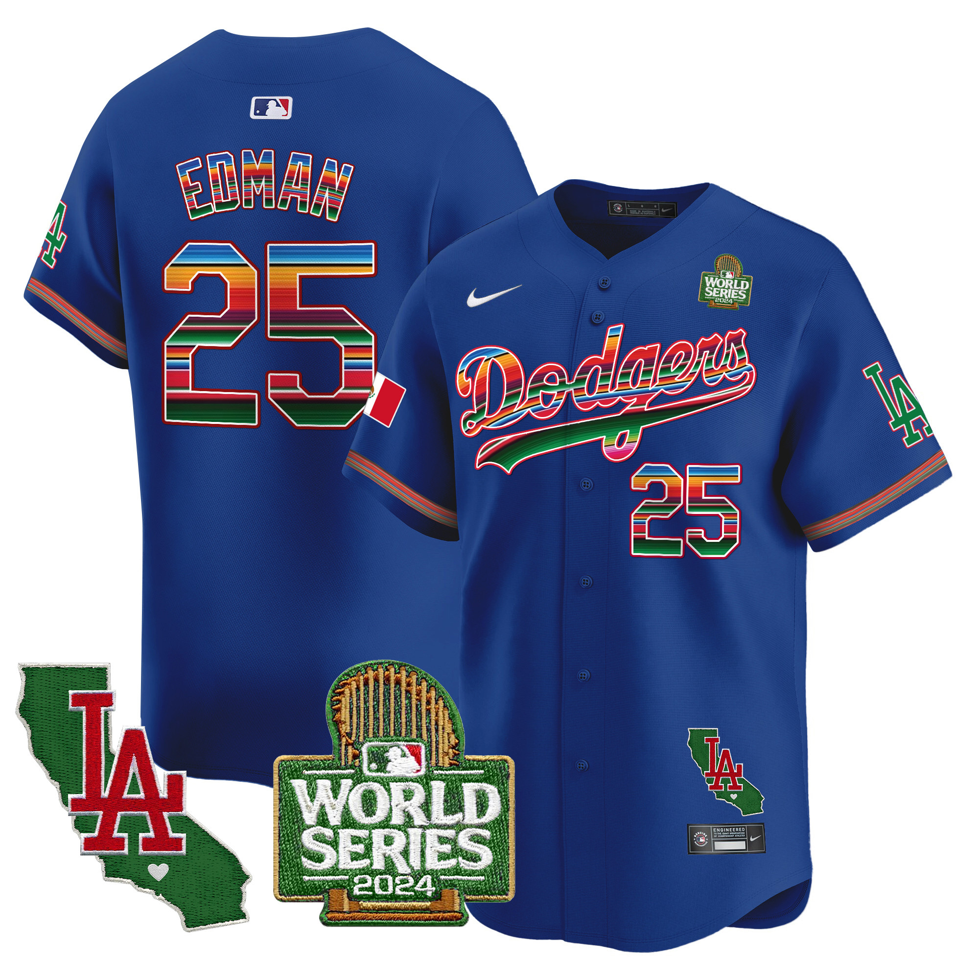 Men's Dodgers Mexico 2024 World Series Vapor Premier Limited Jersey V2 - All Stitched - Image 17