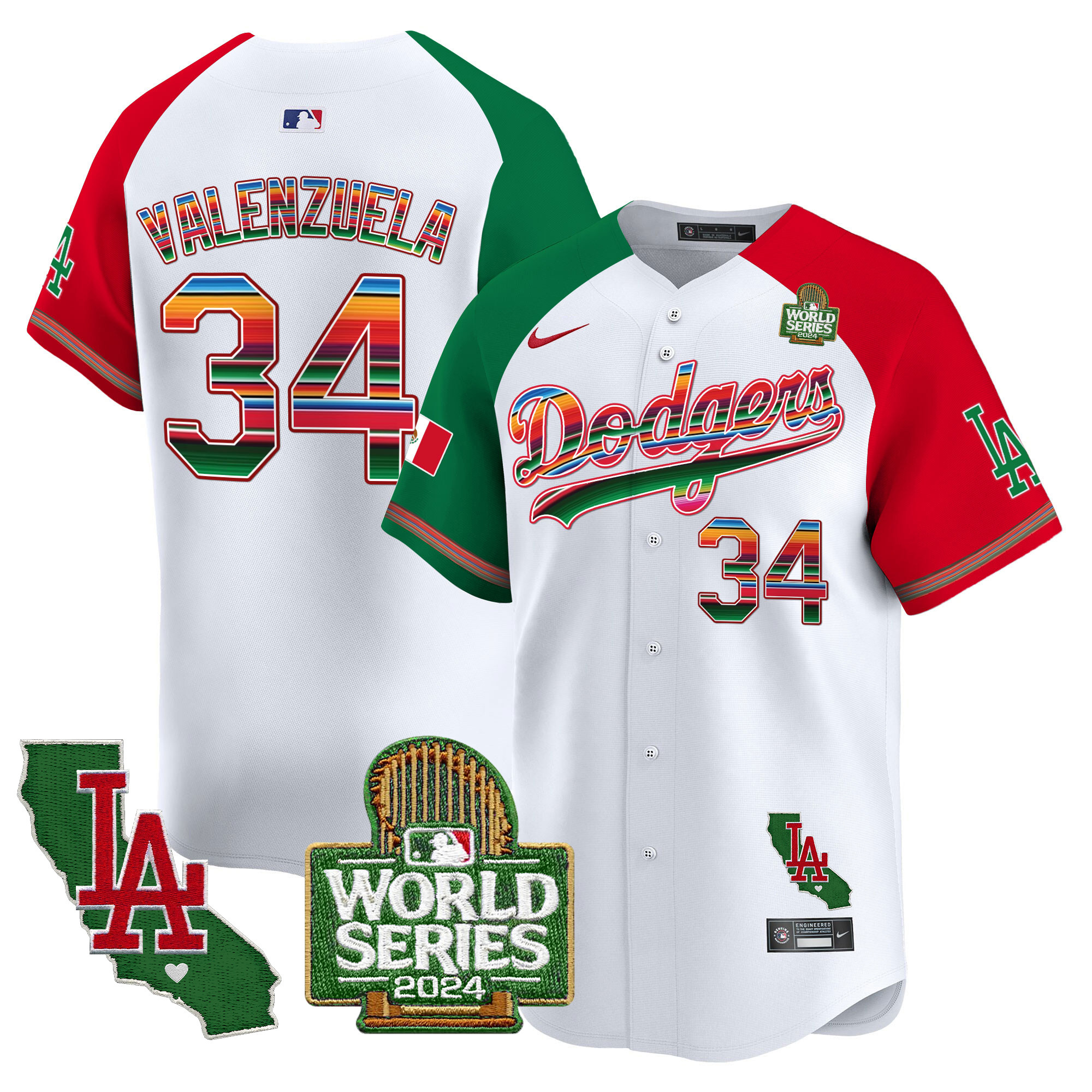 Men's Dodgers Mexico 2024 World Series Vapor Premier Limited Jersey V2 - All Stitched - Image 28