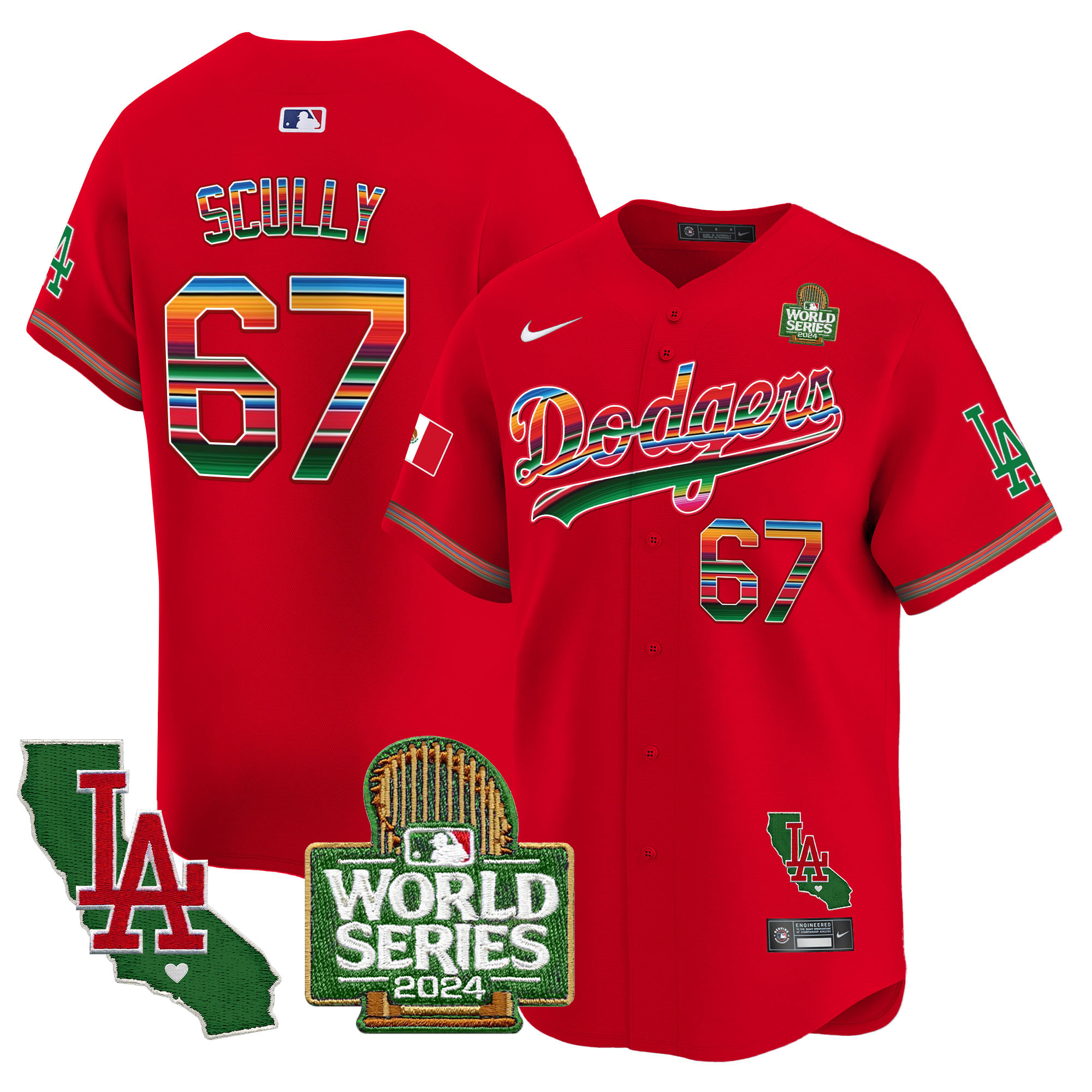 Men's Dodgers Mexico 2024 World Series Vapor Premier Limited Jersey V2 - All Stitched - Image 51