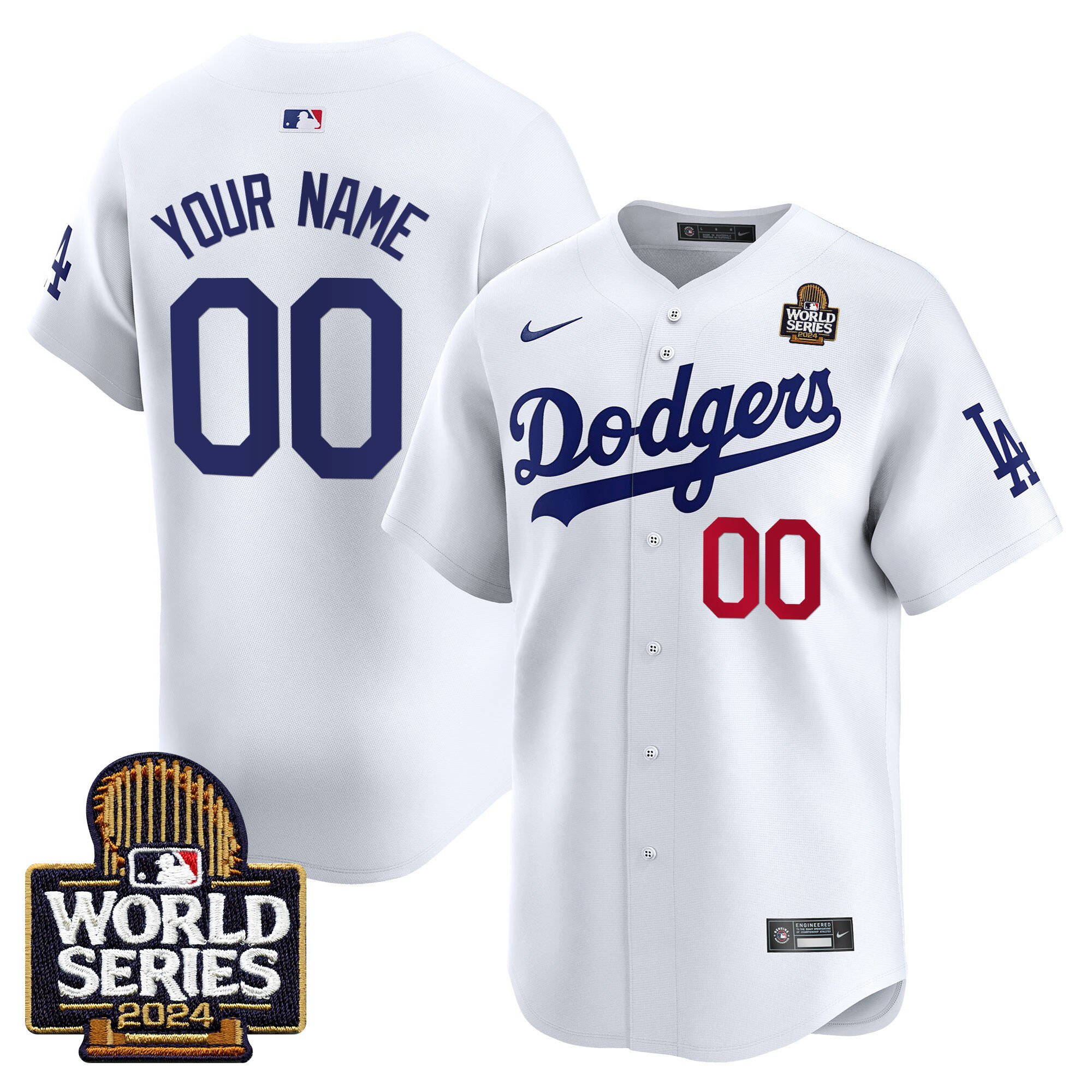 Los Angeles Dodgers 2024 World Series Vapor Premier Limited Custom Jersey V2 - All Stitched