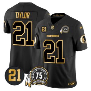 Men's Washington Redskins 75th & Sean Taylor Patch Gold Vapor Limited Jersey - All Stitched
