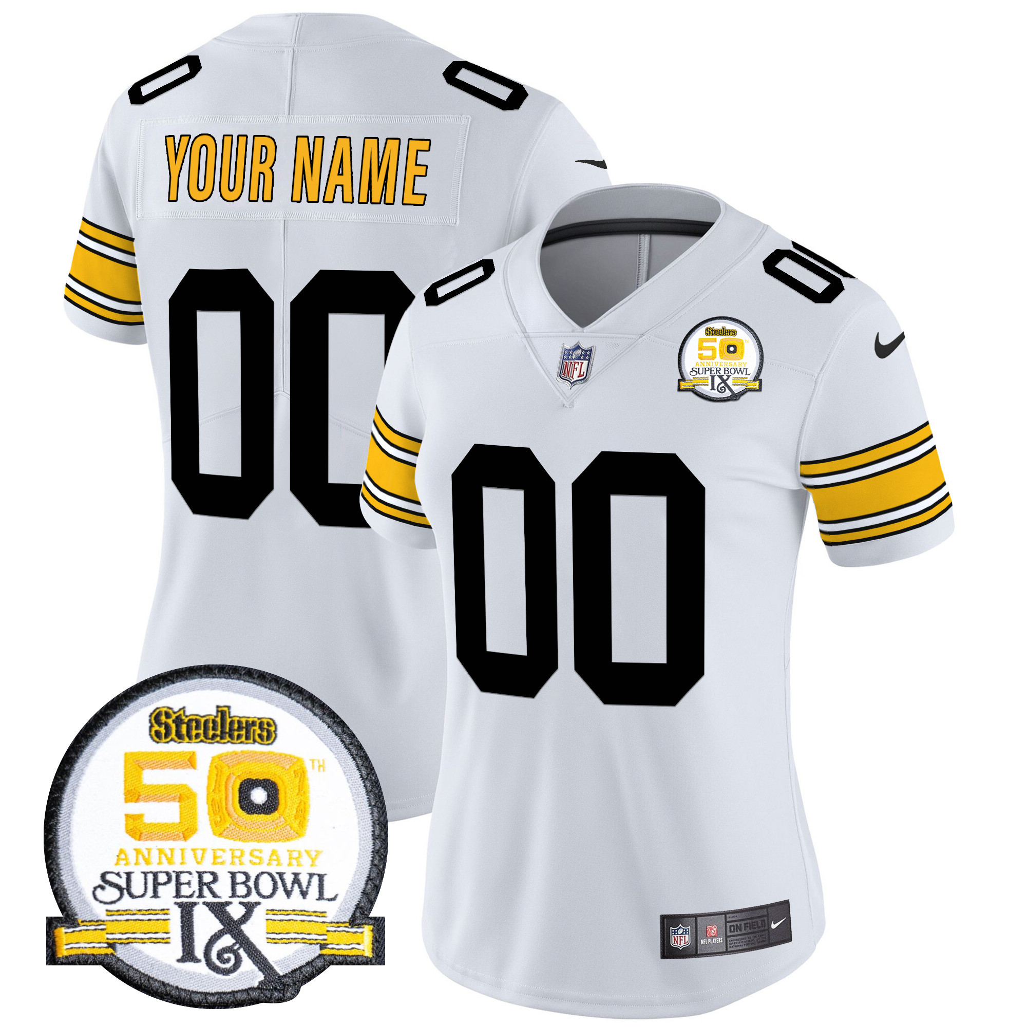 Steelers 50th Anniversary Of Super Bowl IX Patch Vapor Limited Custom Jersey - All Stitched - Image 8