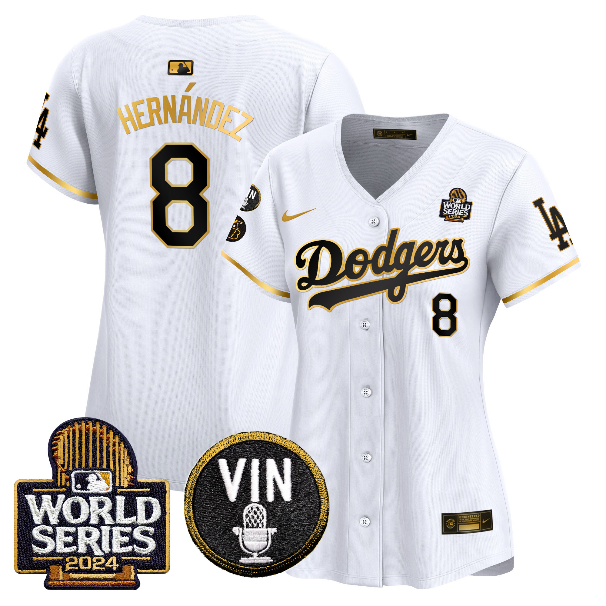 Women's Dodgers 2024 World Series Gold Trim Vapor Premier Limited Jersey V2 - All Stitched - Image 17