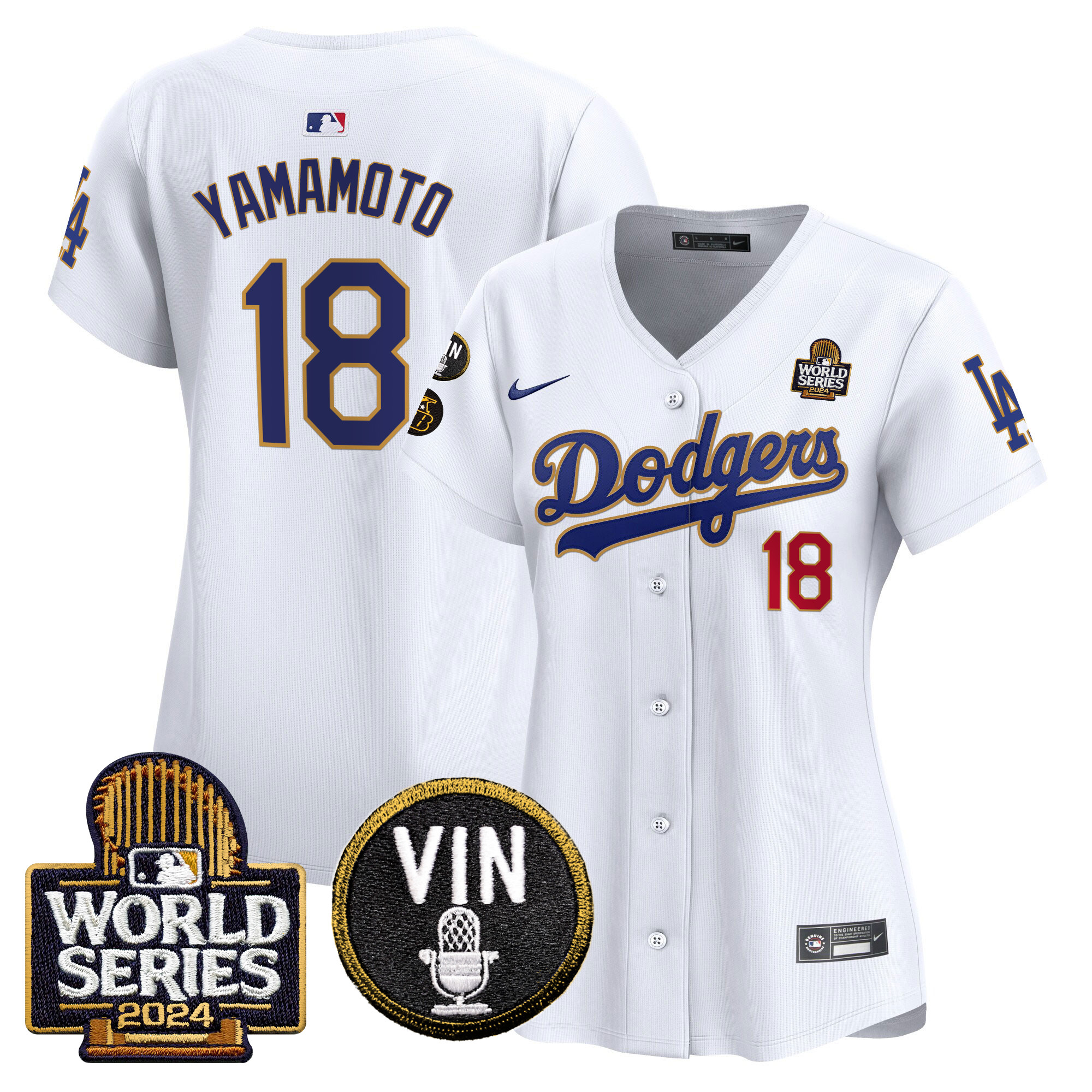 Women's Dodgers 2024 World Series Gold Trim Vapor Premier Limited Jersey V2 - All Stitched - Image 28