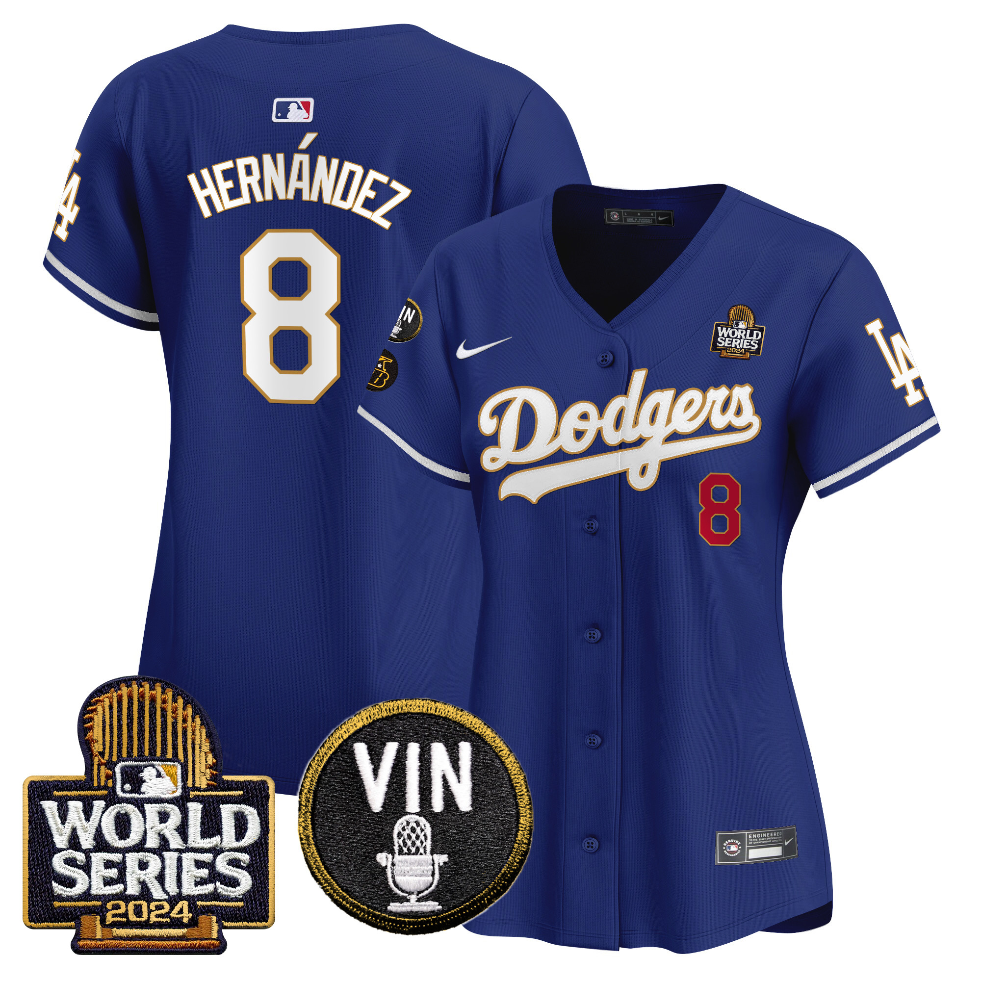 Women's Dodgers 2024 World Series Gold Trim Vapor Premier Limited Jersey V2 - All Stitched - Image 37