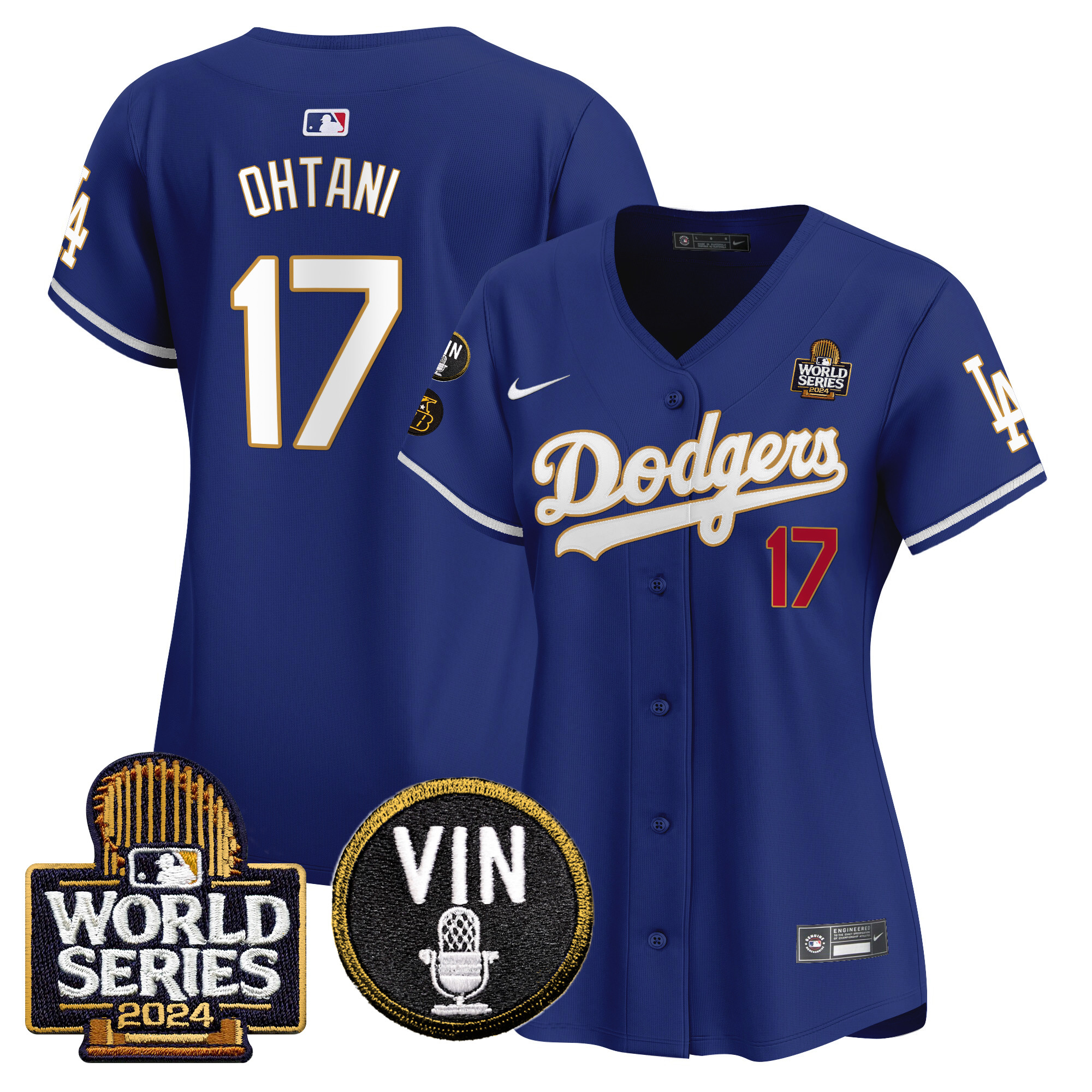 Women's Dodgers 2024 World Series Gold Trim Vapor Premier Limited Jersey V2 - All Stitched - Image 32