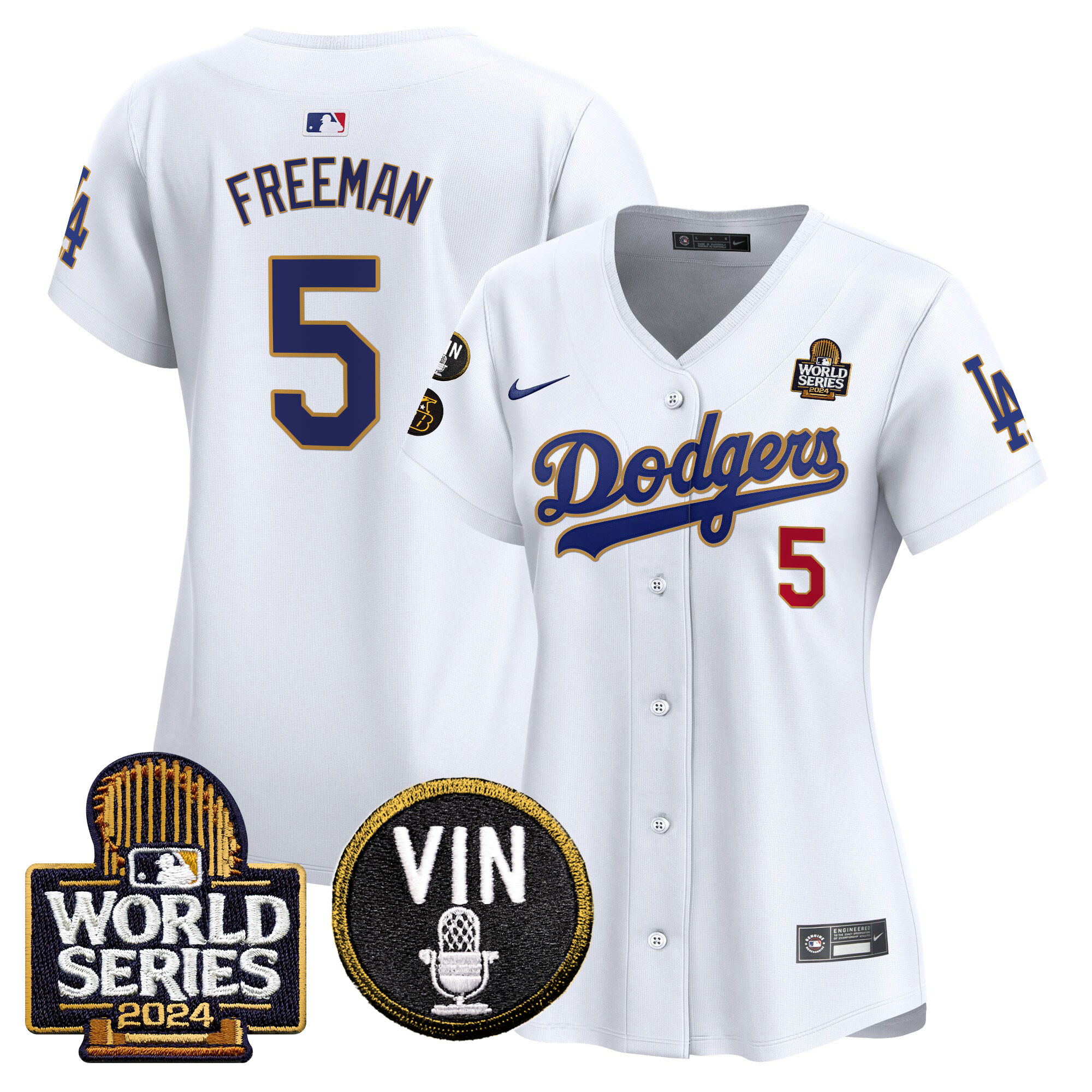 Women's Dodgers 2024 World Series Gold Trim Vapor Premier Limited Jersey V2 - All Stitched - Image 23