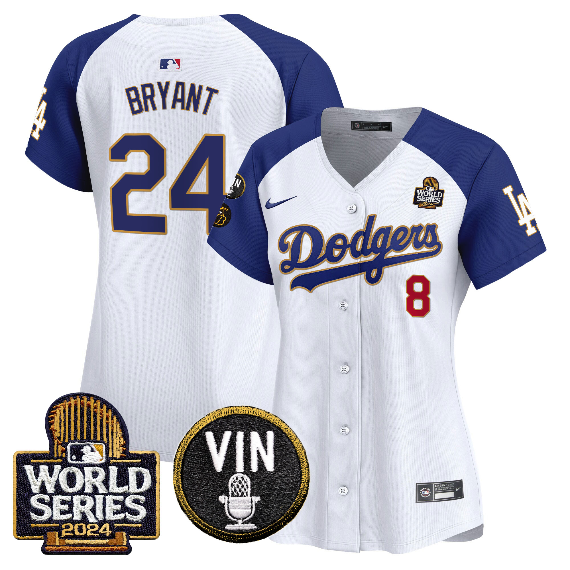 Women's Dodgers 2024 World Series Gold Trim Vapor Premier Limited Jersey V2 - All Stitched - Image 45
