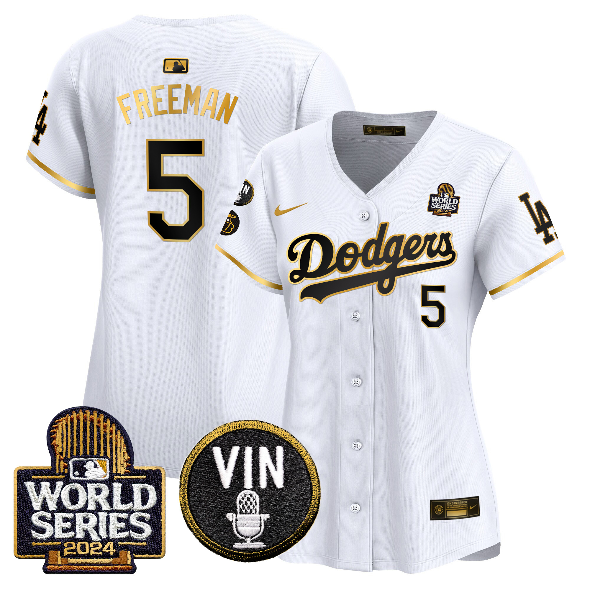 Women's Dodgers 2024 World Series Gold Trim Vapor Premier Limited Jersey V2 - All Stitched - Image 13
