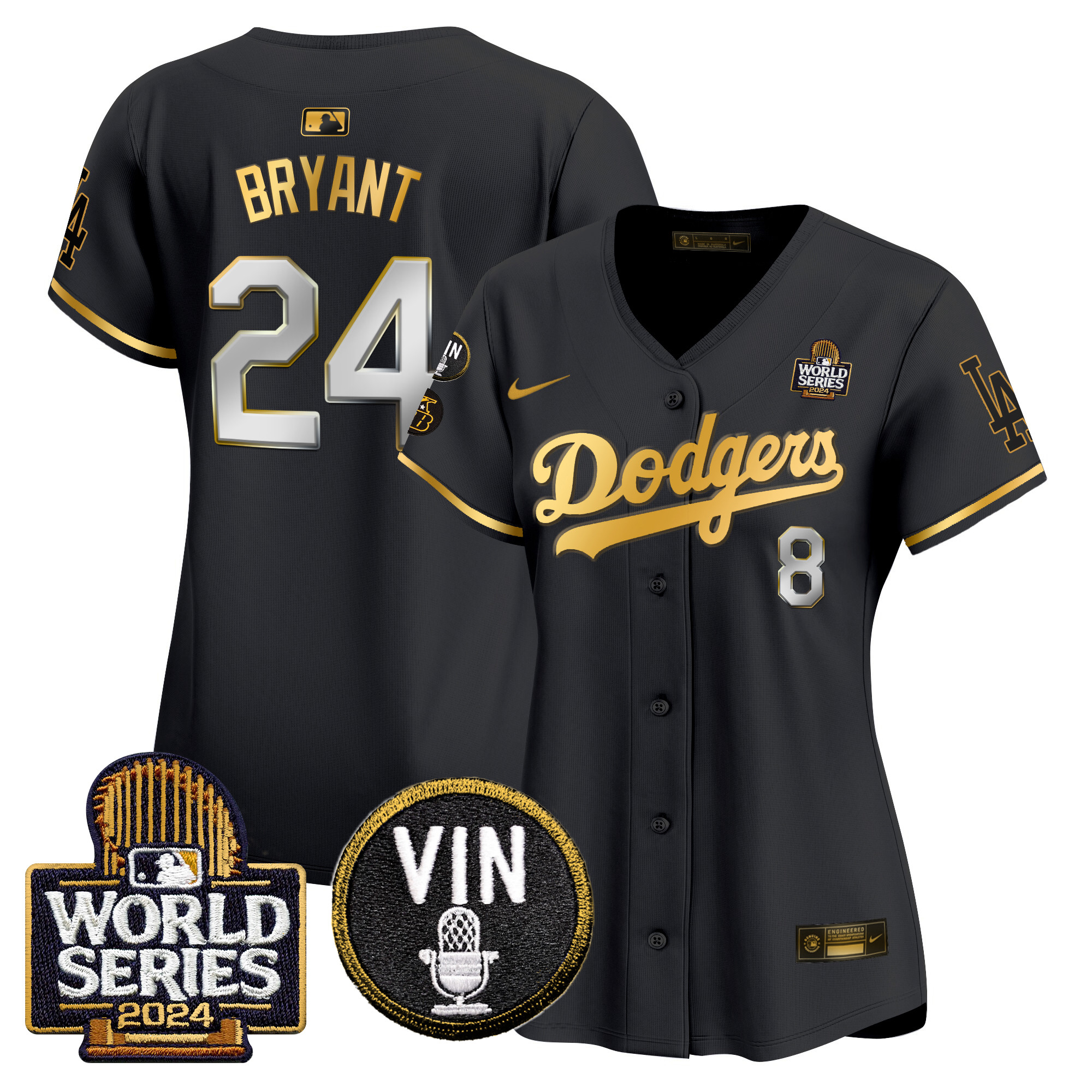 Women's Dodgers 2024 World Series Gold Trim Vapor Premier Limited Jersey V2 - All Stitched - Image 5