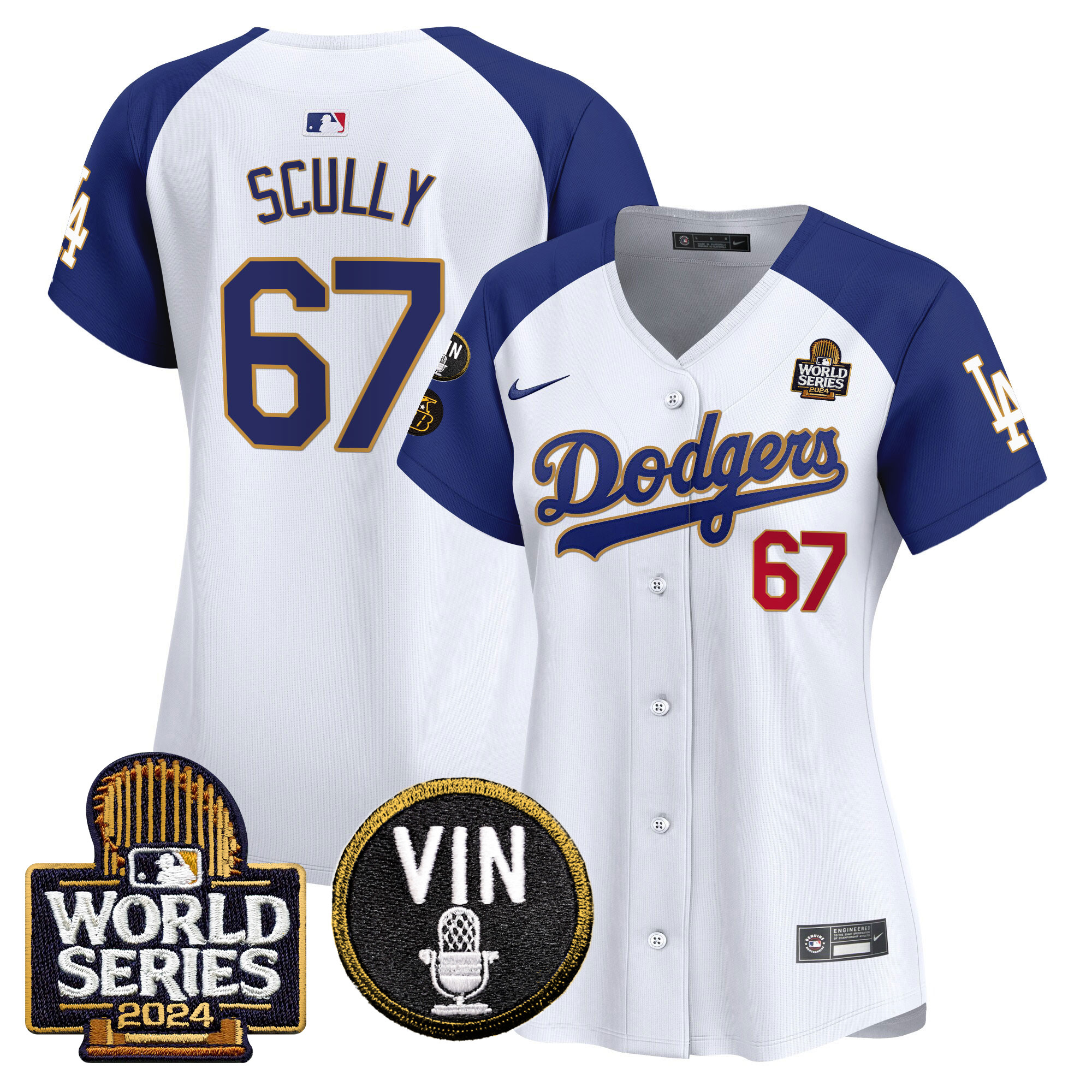 Women's Dodgers 2024 World Series Gold Trim Vapor Premier Limited Jersey V2 - All Stitched - Image 46