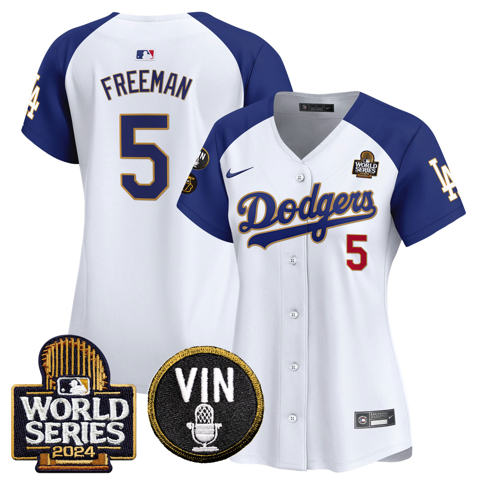 Women's Dodgers 2024 World Series Gold Trim Vapor Premier Limited Jersey V2 - All Stitched - Image 43