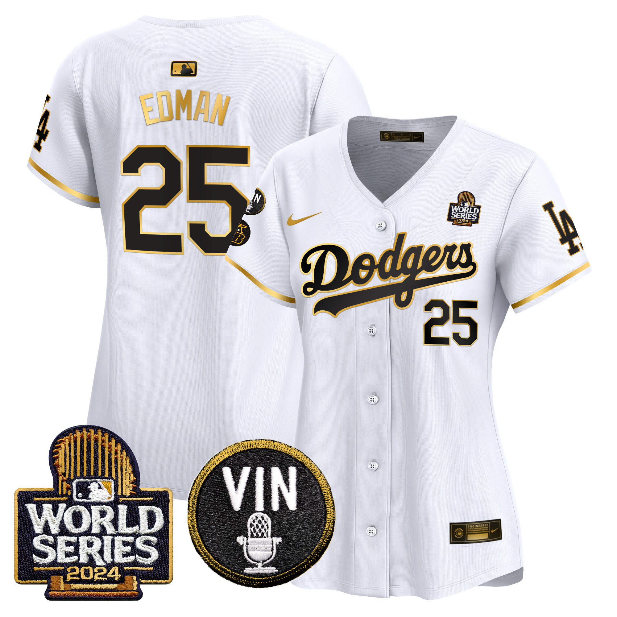 Women's Dodgers 2024 World Series Gold Trim Vapor Premier Limited Jersey V2 - All Stitched - Image 19