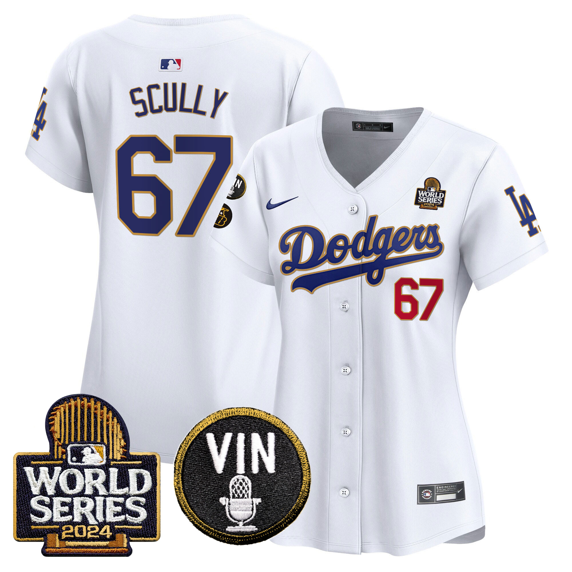 Women's Dodgers 2024 World Series Gold Trim Vapor Premier Limited Jersey V2 - All Stitched - Image 26