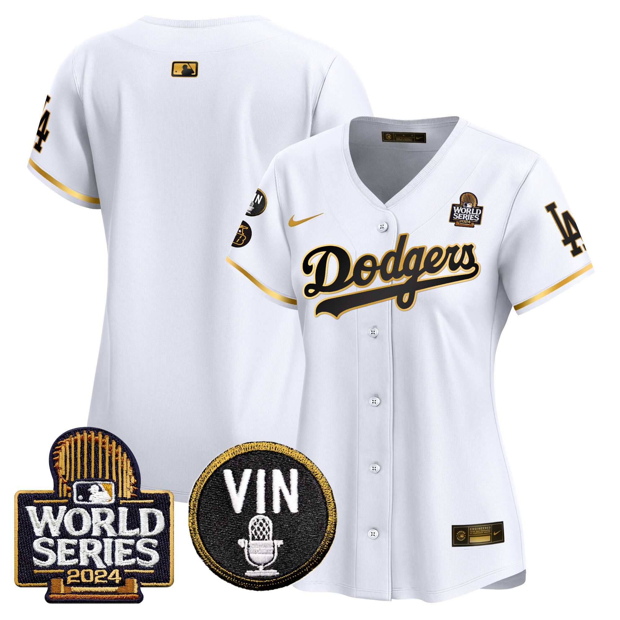 Women's Dodgers 2024 World Series Gold Trim Vapor Premier Limited Jersey V2 - All Stitched - Image 20